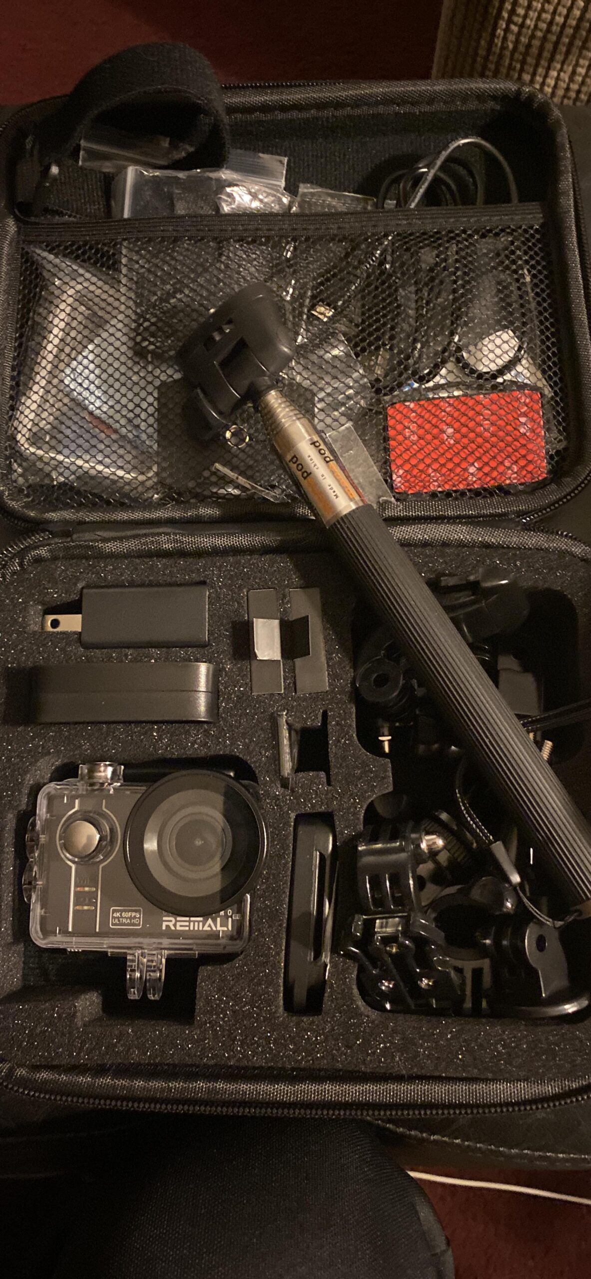 REMALI CapturePro 4K/60fps 20MP Waterproof Sports Action Camera Kit with Carrying Case + 3 Batteries, WiFi, 2