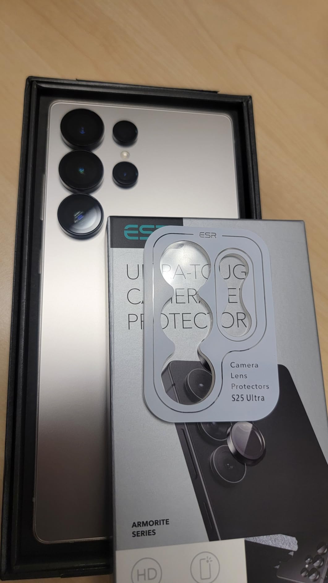 ESR for Samsung Galaxy S24 Ultra Camera Lens Protector, Individual Lens Protectors, Scratch-Resistant Ultra-Thin Tempered Glass with Aluminum Edging, Case Friendly, 1 Set, Black - Customer Photo 1