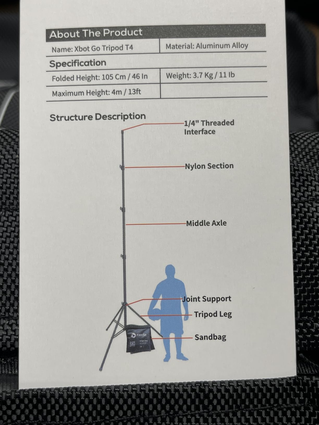 XbotGo Update T4 Tripod for Soccer/Basketball Games Recording: Up to 13 Feet, Extra Quick-Release Mount, Storage Bag, Non-Slip Feet, Wind Resistant, 1/4