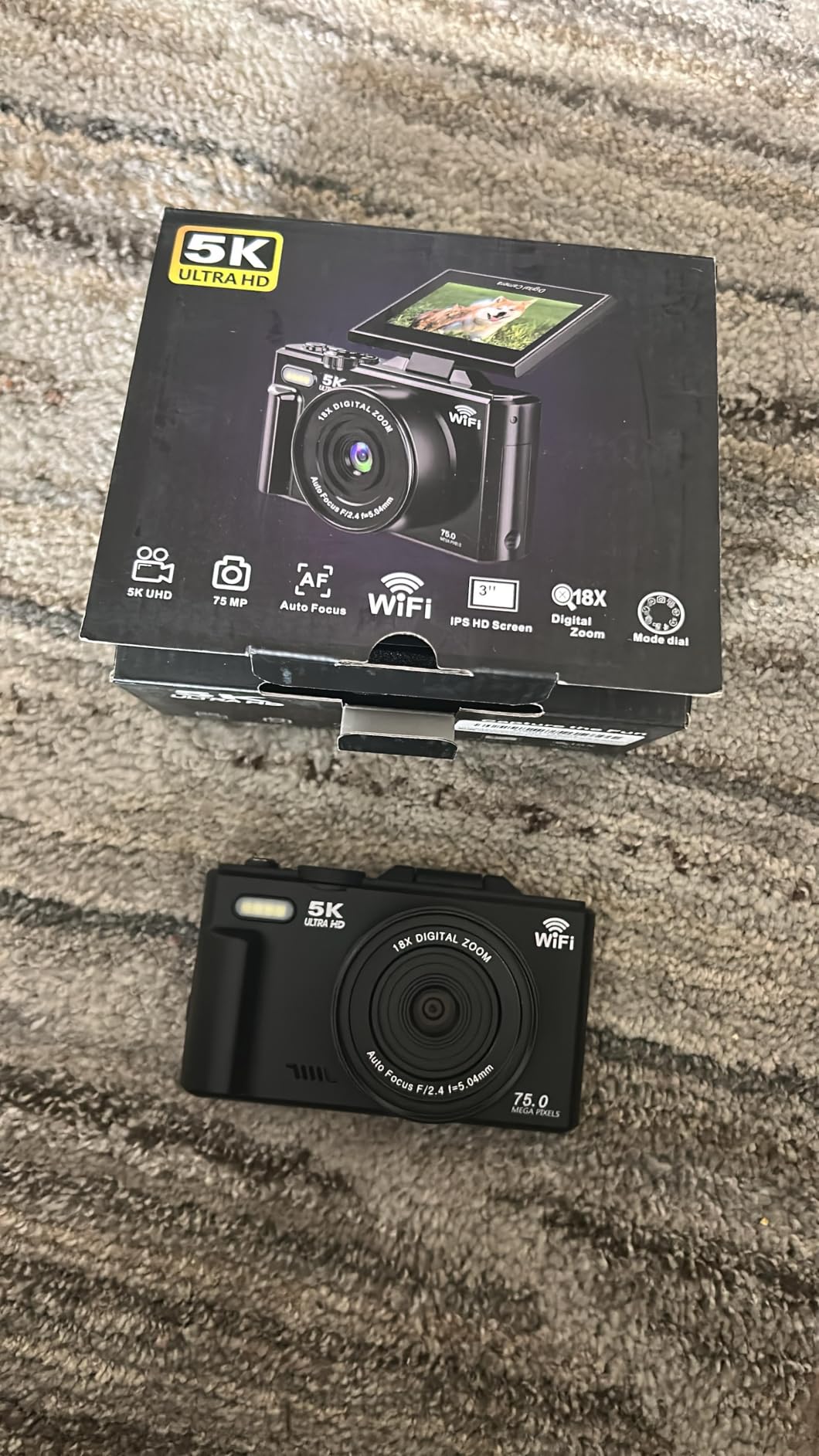 5K Digital Camera - WiFi 75MP Cameras for Photography - UHD Vlogging Camera for YouTube with 3