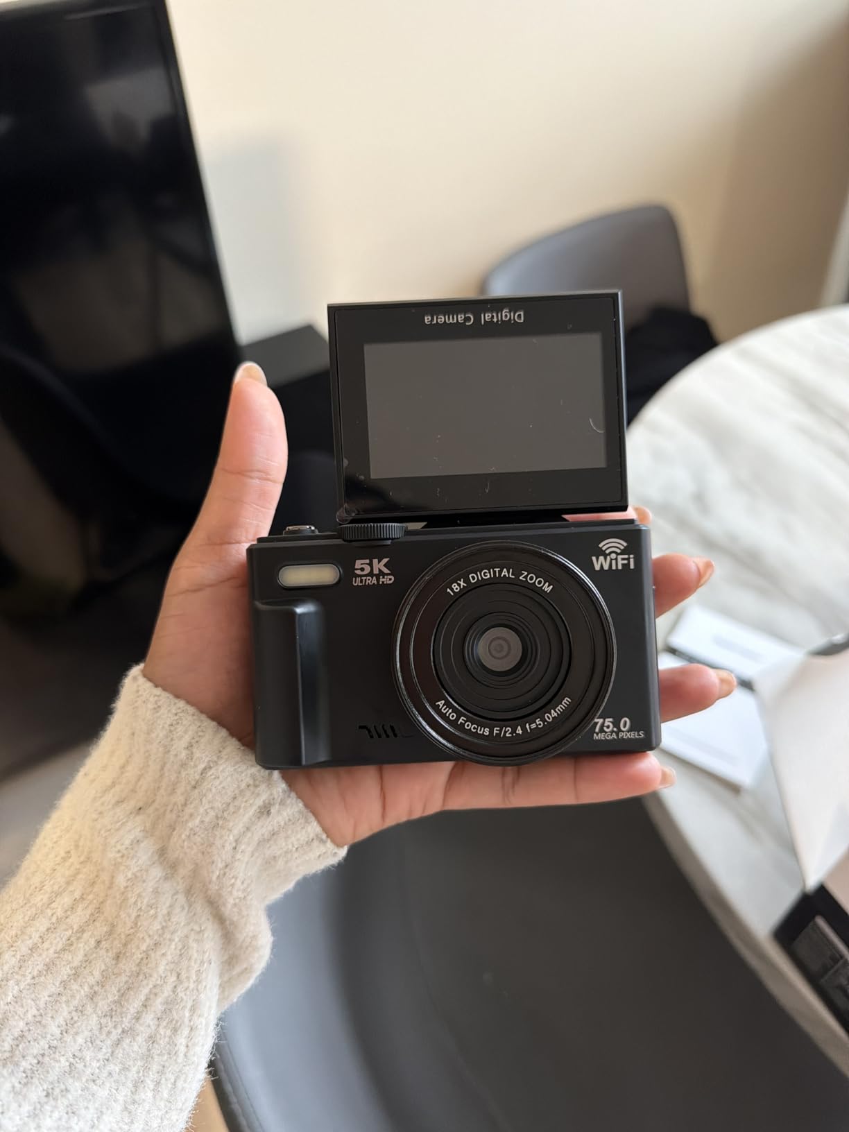 5K Digital Camera - WiFi 75MP Cameras for Photography - UHD Vlogging Camera for YouTube with 3