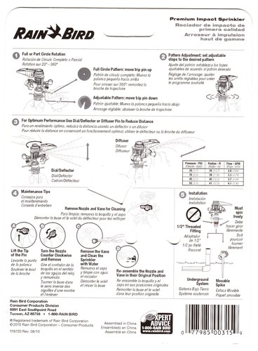 Rain Bird 25PJDAC Brass Impact Sprinkler, Adjustable 20° - 360° Pattern, 20' - 41' Spray Distance - Customer Photo 2