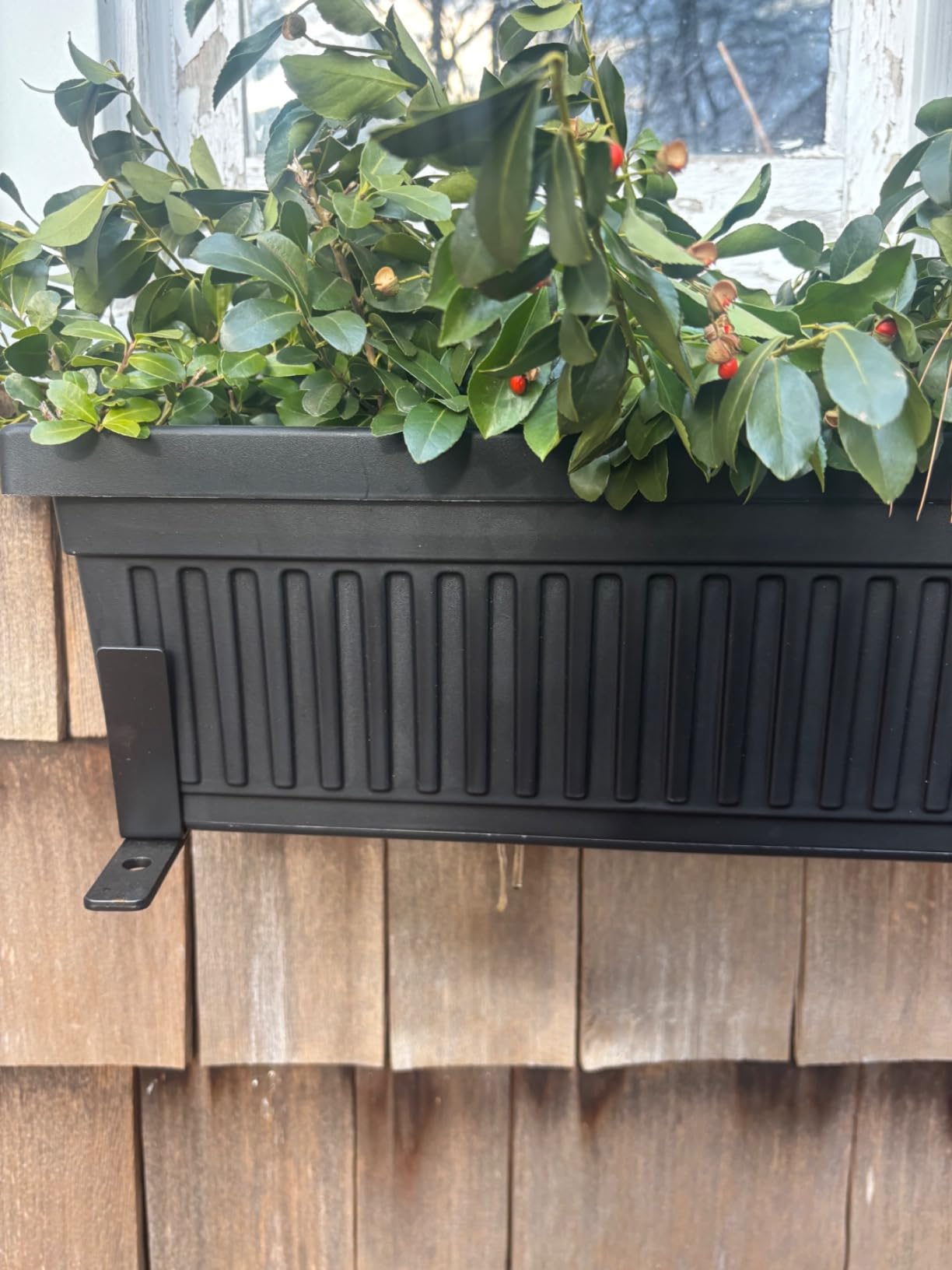 The HC Companies Venetian Window Planter Box w/Drain Plug - Long Planter Box for Windowsills, Balconies & More - Plastic Large Rectangular Planters for Herbs & Flowers (24