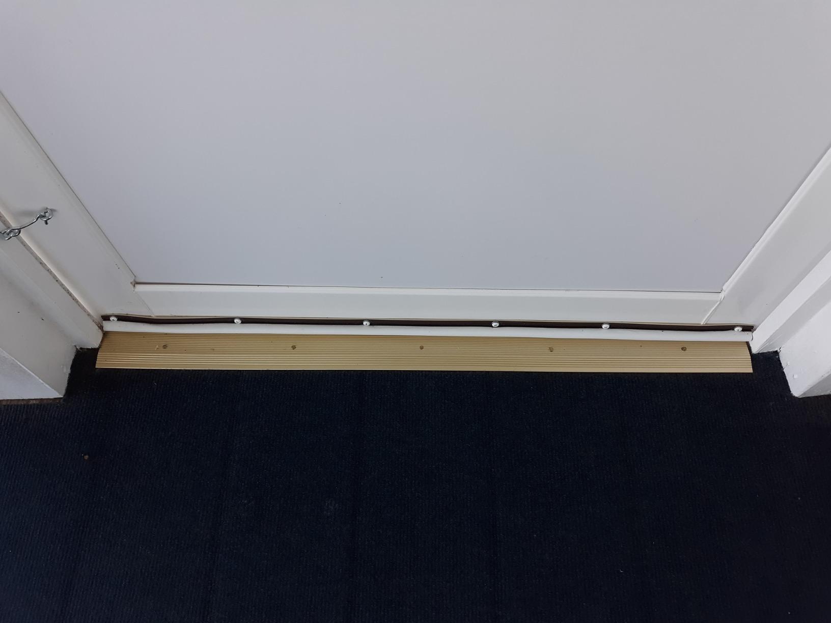 M-D Building Products 79244 2 in. X 36 in. Satin Brass Aluminum Fluted Carpet Trim w/Screw Nails - Customer Photo 2