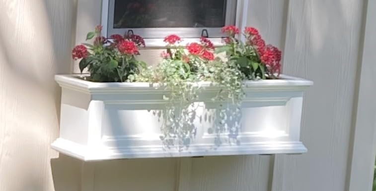 Mayne Fairfield 4ft Window Box - White - Durable Self Watering Resin Planter with Wall Mount Brackets, Plastic (5823-W) - Customer Photo 2
