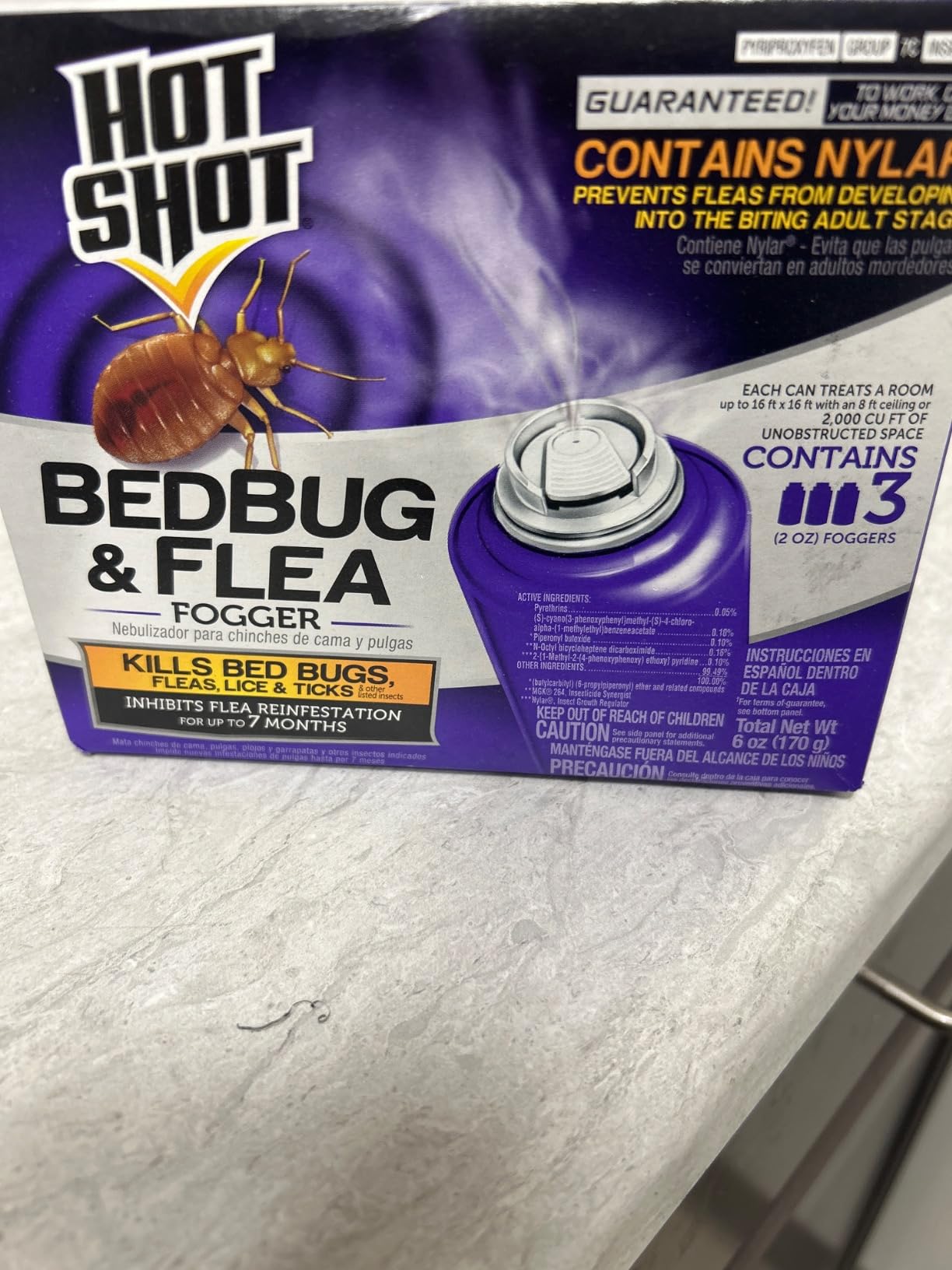 Hot Shot BedBug And Flea Fogger 3 Count-2 Ounce Cans, With Nylar, Inhibits Flea Reinfestation - Customer Photo 1