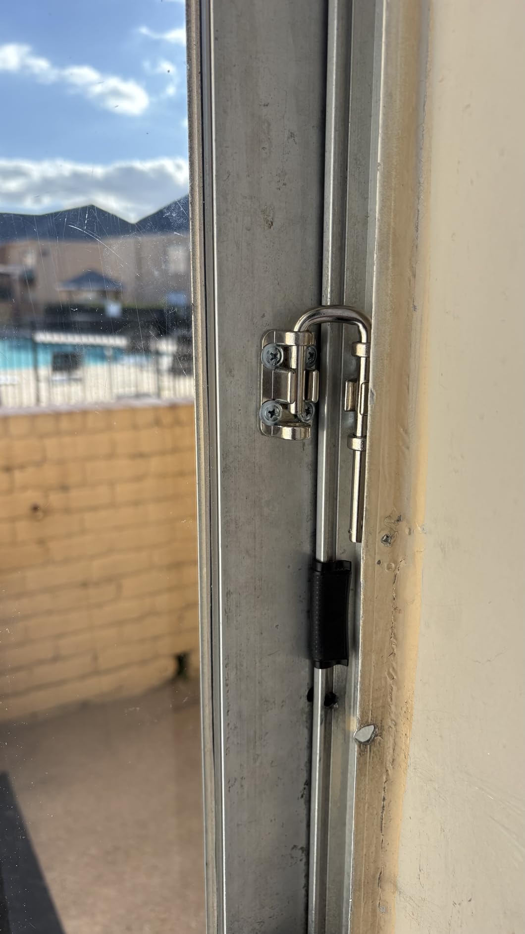 Prime-Line U 9847 Patio Sliding Door Loop Lock – Increase Home Security, Install Additional Child-Safe Security, 2-1/8 In. Hardened Steel Bar with Diecast Base, Chrome Plated (Single Pack) - Customer Photo 2