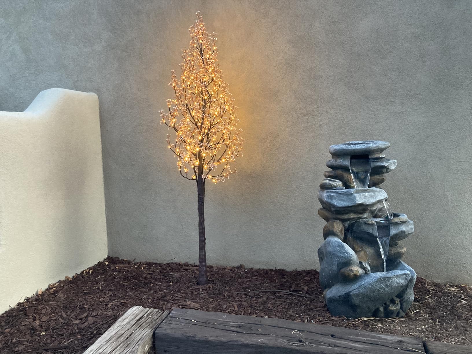 Alpine Corporation 40in 4-Tier Rock Floor Fountain with LED Lights customer photo 2
