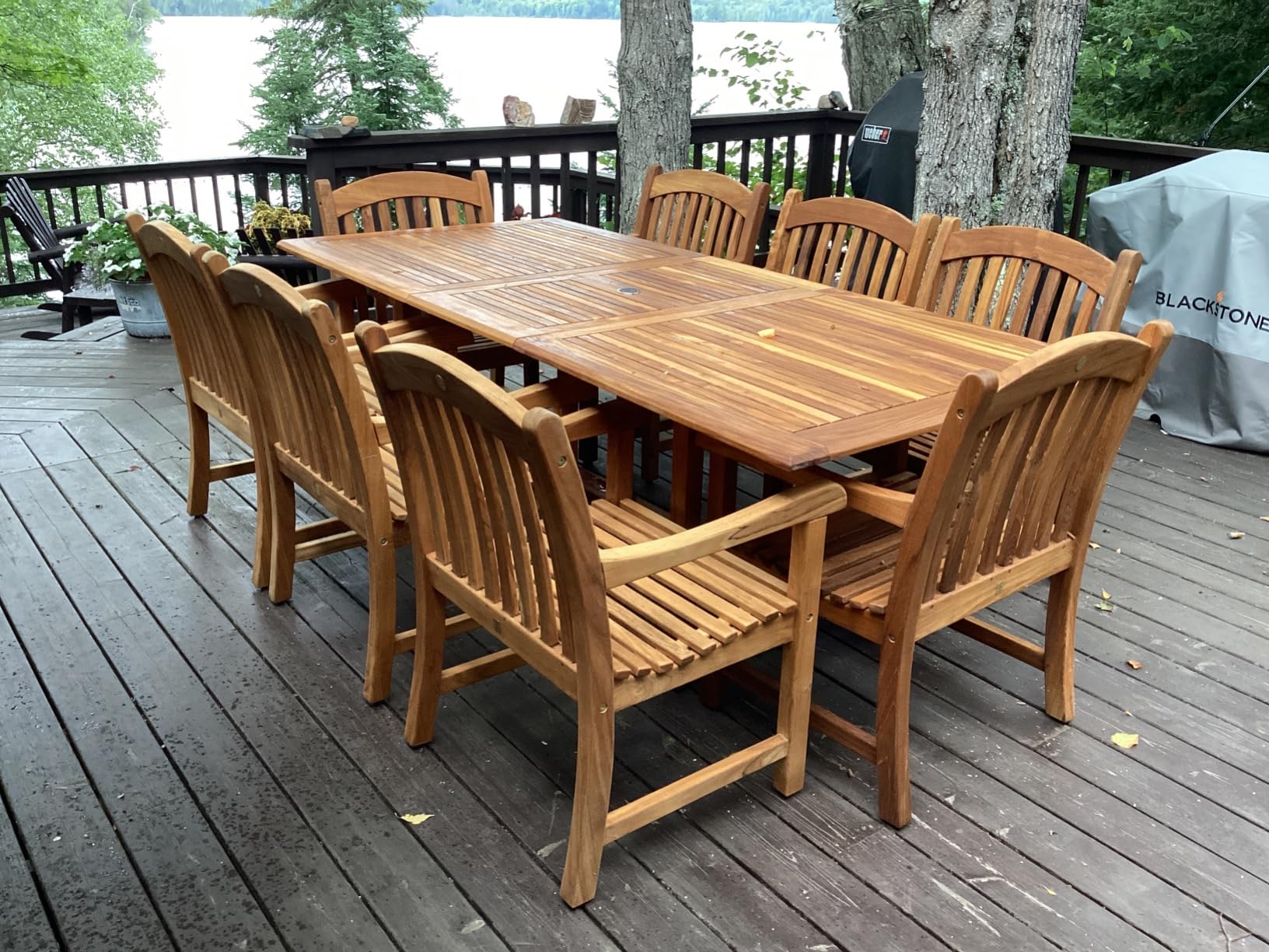Amazonia Newcastle 9-Piece Outdoor Rectangular Dining Table Set | Certified Teak | Ideal for Patio and Indoors - Customer Photo 1