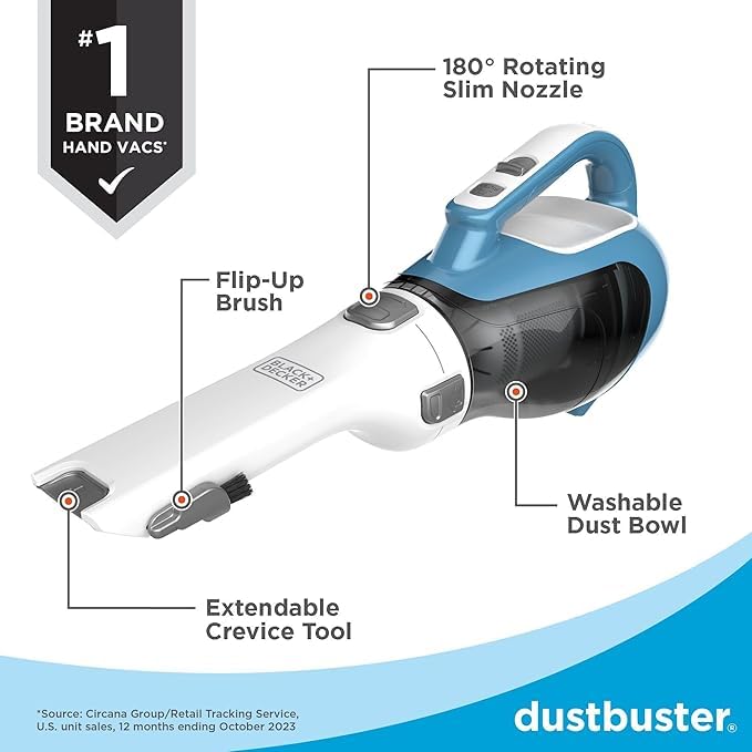 BLACK+DECKER dustbuster AdvancedClean Handheld Vacuum Cordless, Compact Home and Car Vacuum with Crevice Tool ,Rotating Nozzle and Charging Station, Large Dust Bowl (CHV1410L) - Customer Photo 2
