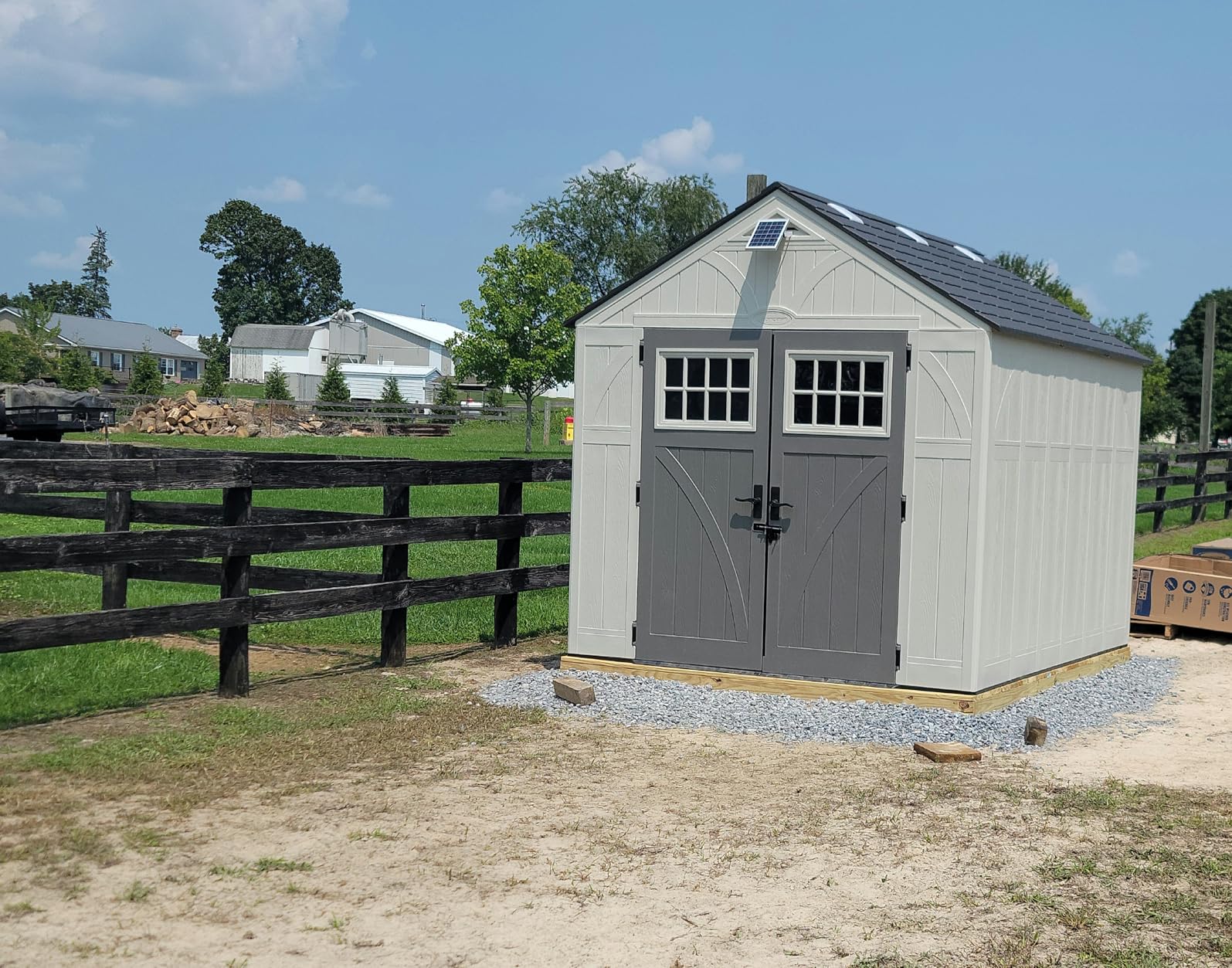 Suncast 8x10 Ft. Outdoor Storage Shed - Large Resin Outdoor Shed with Floor Included, Lockable Double Doors & Skylights. 547 Cu Ft Tremont Garden Plastic Sheds for Lawn Tools, Riding Mowers, & Bikes - Customer Photo 1