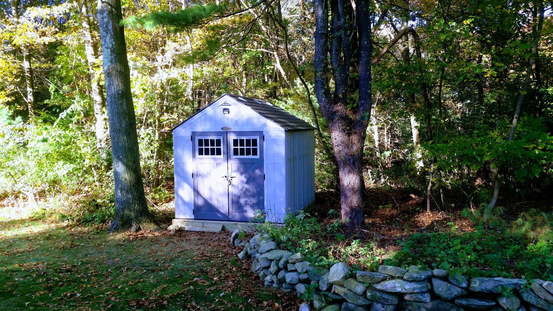 Suncast 8x10 Ft. Outdoor Storage Shed - Large Resin Outdoor Shed with Floor Included, Lockable Double Doors & Skylights. 547 Cu Ft Tremont Garden Plastic Sheds for Lawn Tools, Riding Mowers, & Bikes - Customer Photo 3