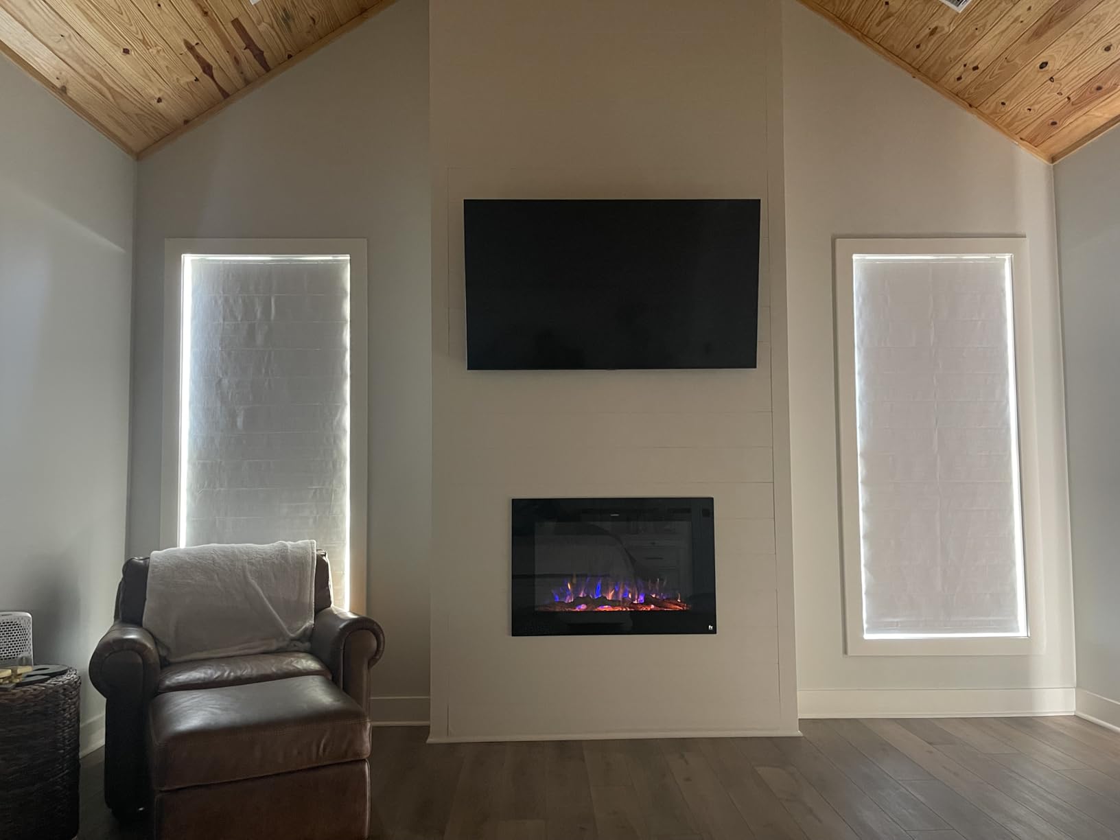 Touchstone Smart Electric Fireplace-The Sideline 50 inch Wide-in Wall Recessed - 30 Realistic Ember Color/Flame Options - 1,500W Heater w/Thermostat - Log & Crystal Hearth Options - Alexa/WiFi Enabled - Customer Photo 3