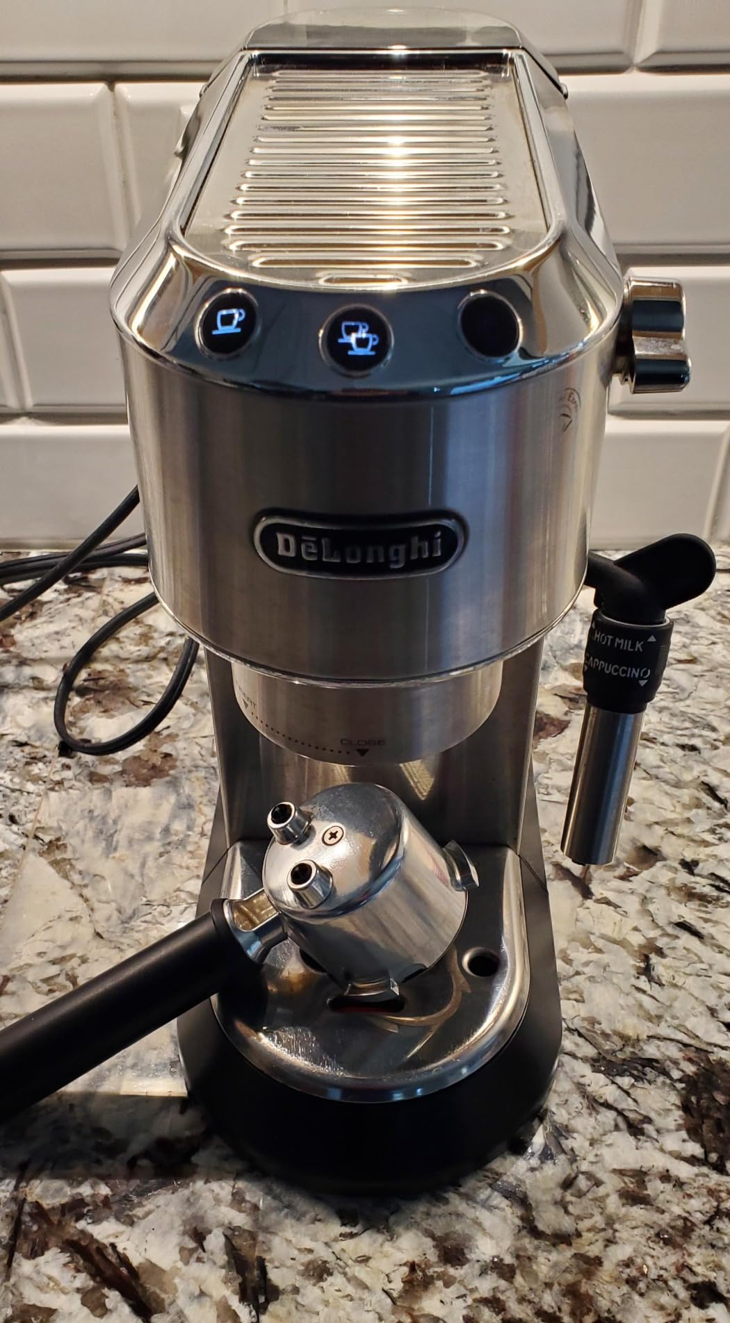 De'Longhi Dedica Espresso Machine with Manual Milk Frother, 15-Bar Pump & Adjustable Tray - Home Barista Coffee Maker for Espresso, Latte, Cappuccino & Iced Coffee - Italian Stainless Steel Design - Customer Photo 1