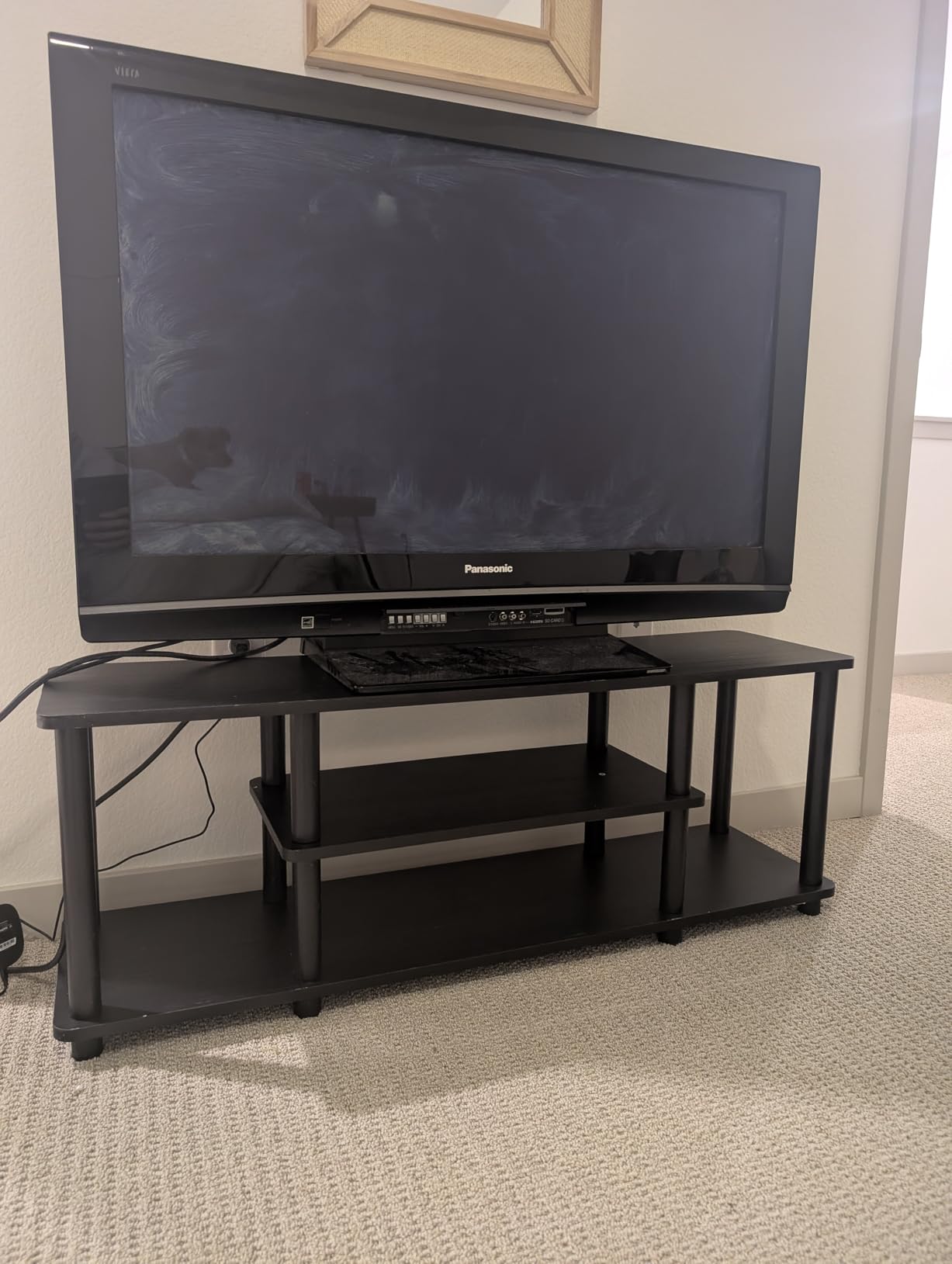 Furinno Turn-N-Tube No Tools 3D 3-Tier Entertainment TV Stand up to 50 inch TV, Round Tubes, Dark Brown / Black - Customer Photo 2