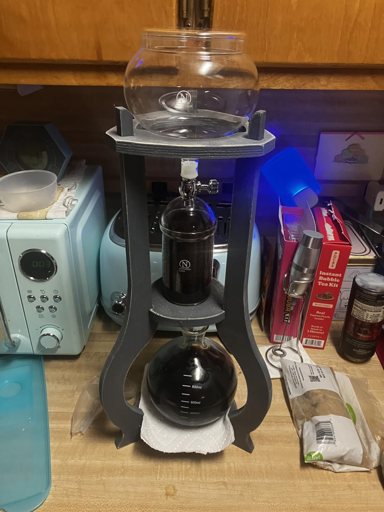 Nispira Iced Coffee Cold Brew Drip Tower Coffee Maker, 6–8 Cup Manual Cold Brew Brewer with Adjustable Valve, Wooden Frame & Glassware, Slow Cold Extraction System - Customer Photo 1