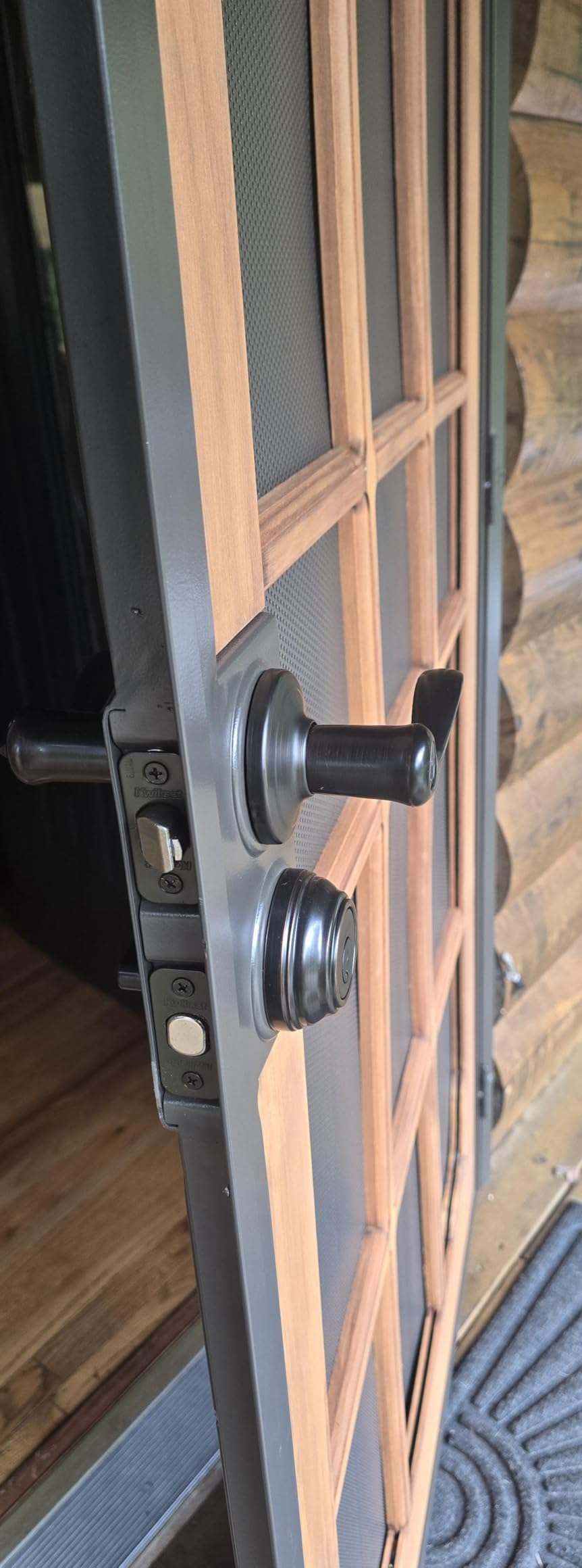 Prime-Line 3809BZ3068-I-WF Woodguard Steel Security Door - Traditional Screen Door Style with the Strength of a Steel Security Door - Steel and Wood Construction, Non-Handed, Bronze (Single Pack) customer photo 1