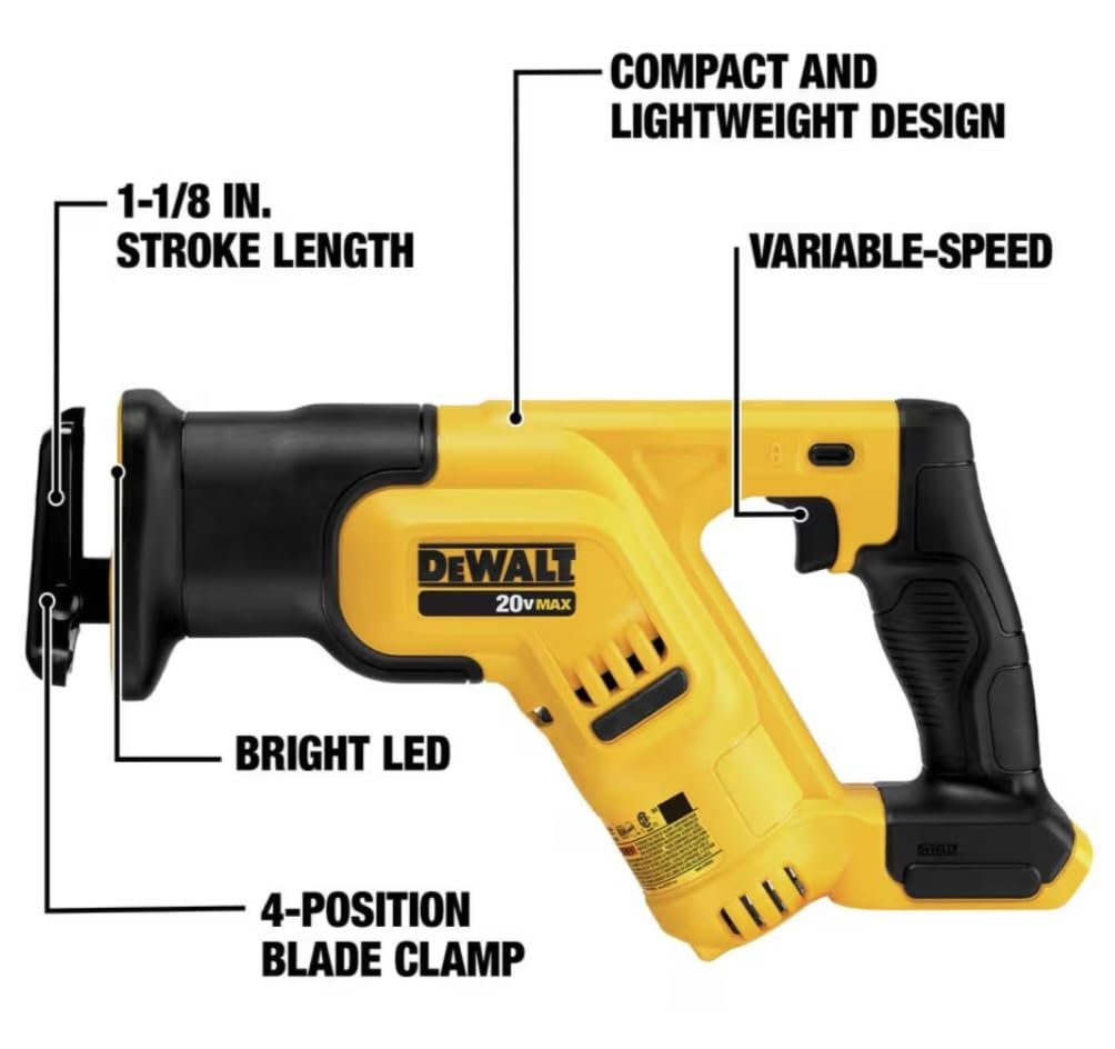 DEWALT 20V MAX Cordless Reciprocating Saw, Compact, Variable Speed, LED Light, Bare Tool Only (DCS387B) - Customer Photo 2