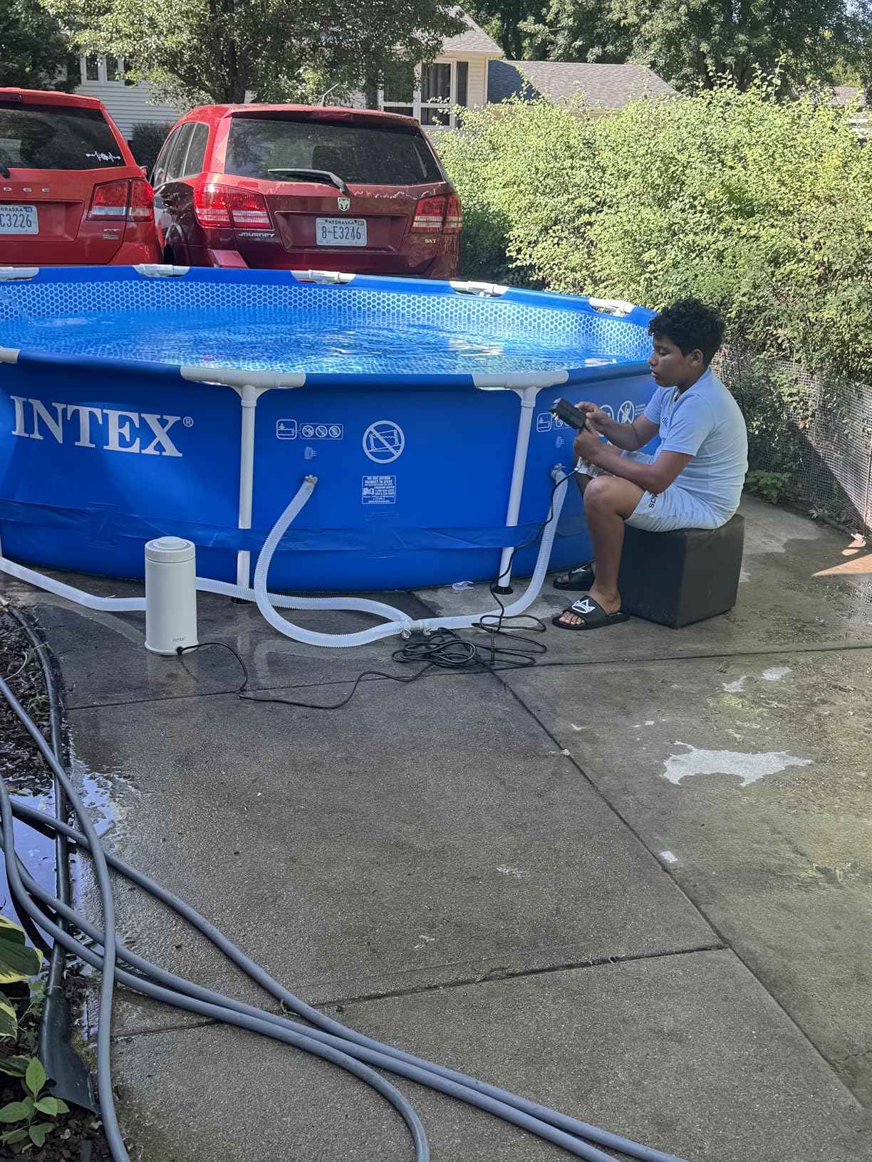 INTEX 28211EH Metal Frame Above Ground Swimming Pool Set: 12ft x 30in – Includes 530 GPH Cartridge Filter Pump – Puncture-Resistant Material – Rust Resistant – 1718 Gallon Capacity - Customer Photo 1