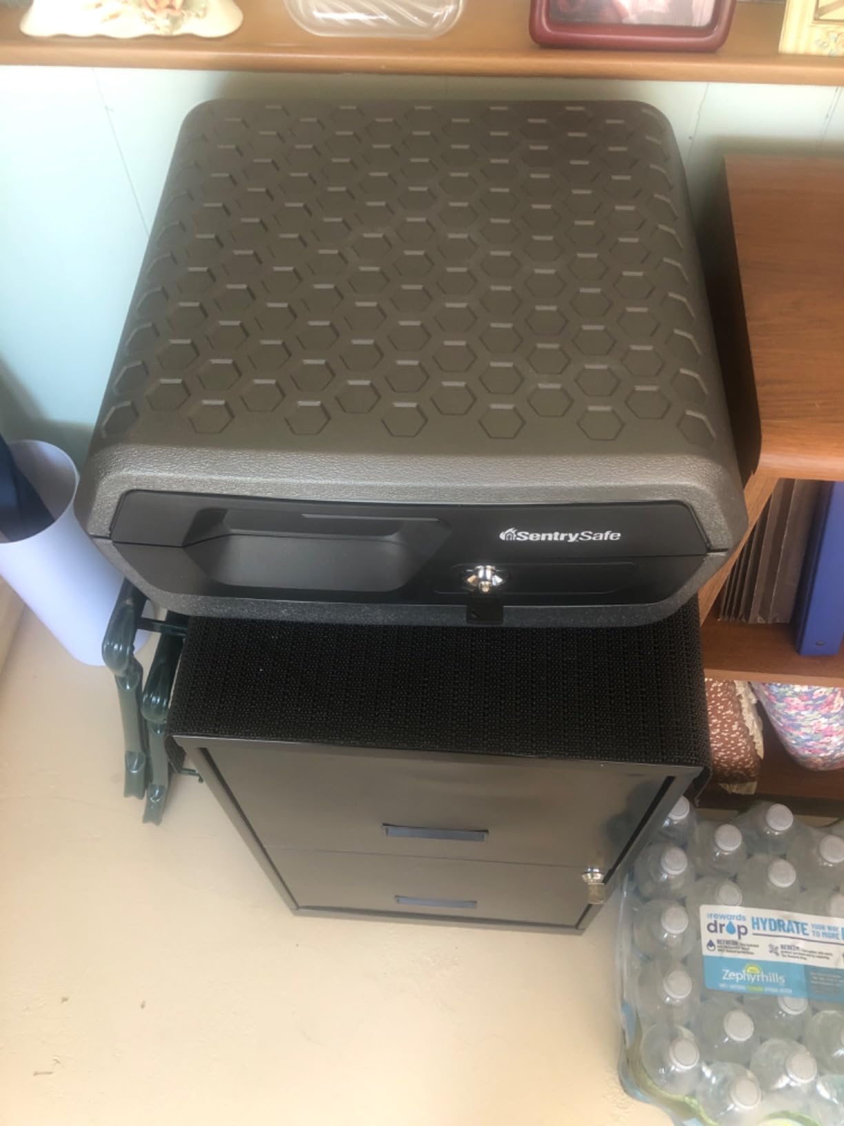 SentrySafe Fireproof and Waterproof Document Safe with Key Lock, Lock Box for Cash, Passport, Jewelry, Exterior: 16.5 in W x 14.8 in D x 7.6 in H, Black, 0.36 Cubic Feet, CHW30220 - Customer Photo 1