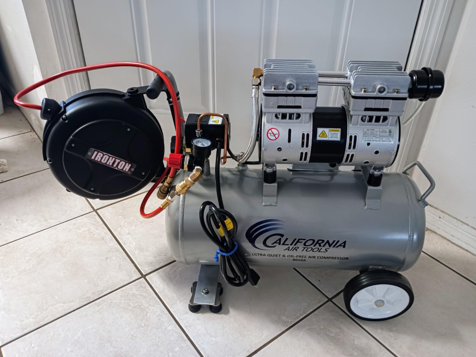 California Air Tools 8010 1.0 HP Ultra Quiet and Oil-Free Air Compressor, 8 Gallon Steel Tank, Lightweight with Wheels, 60 dBA Noise Level - Customer Photo 1