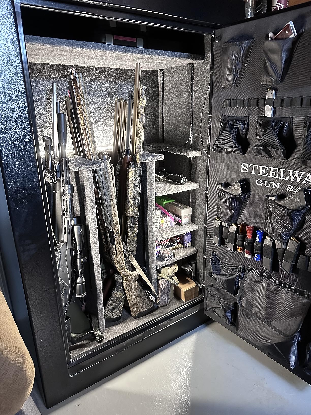 STEELWATER GUN SAFES New Improved Heavy Duty E.M.P Proof, 39 Long Gun, 60 MInute Fire Protection, Auto LED LIghts, Dehumidifier, Door Organizer, Interior Outlet, for Rifles and more. AMLD593924-EMP - Customer Photo 2