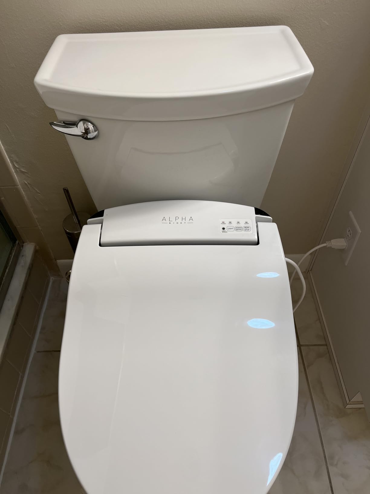ALPHA BIDET JX2 Elongated Bidet Toilet Seat, White, Endless Warm Water, Bowl Mist, LED Light, Quiet Operation, Wireless Remote, Stainless Steel Nozzle, Sittable Lid, 3 Year Warranty - Customer Photo 2