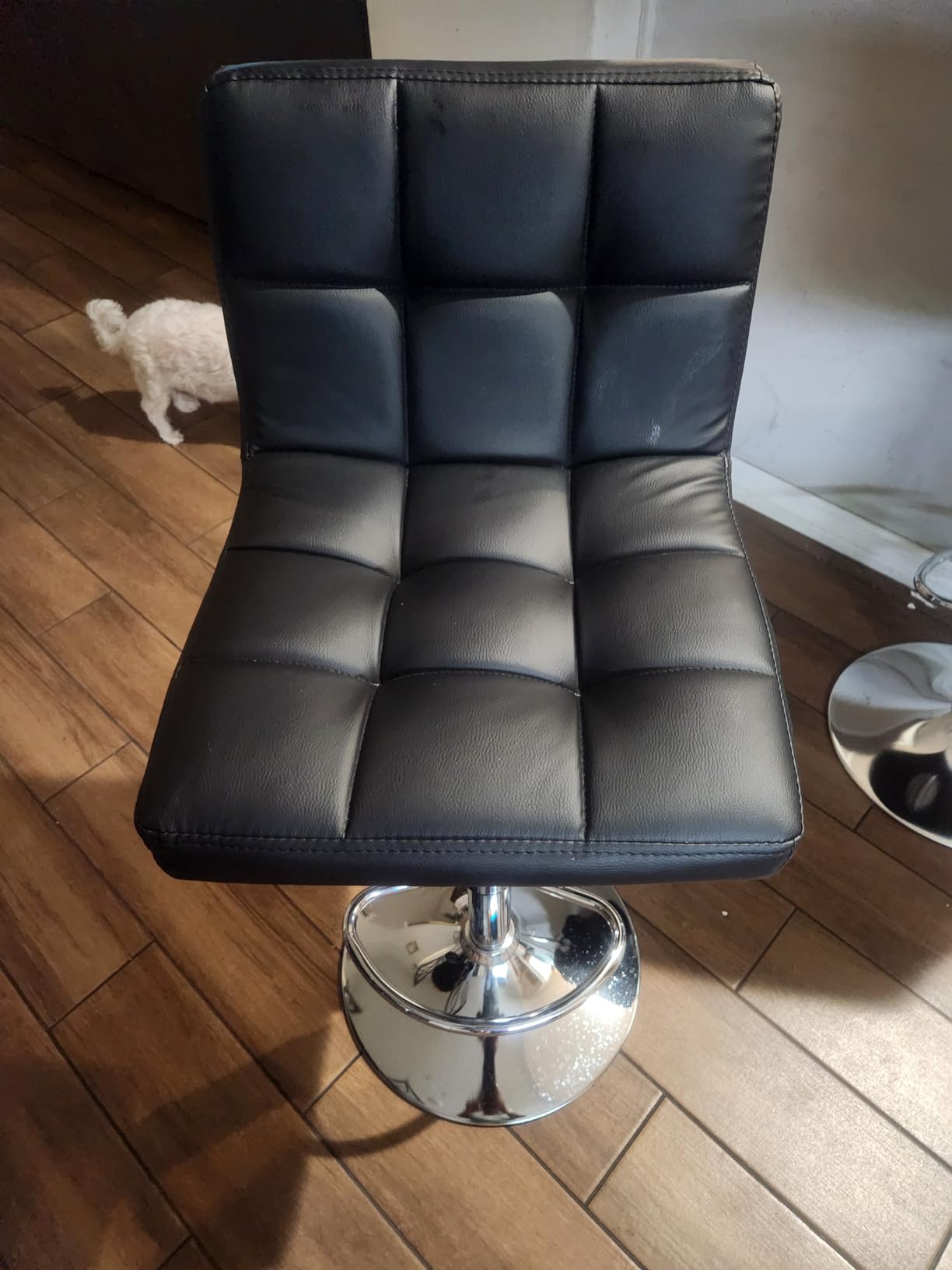 Homall Bar Stools Modern PU Leather Adjustable Swivel Barstools, Armless Hydraulic Kitchen Counter Bar Stool Extra Height Square Island Barstool with Back Set of 2 - Customer Photo 1