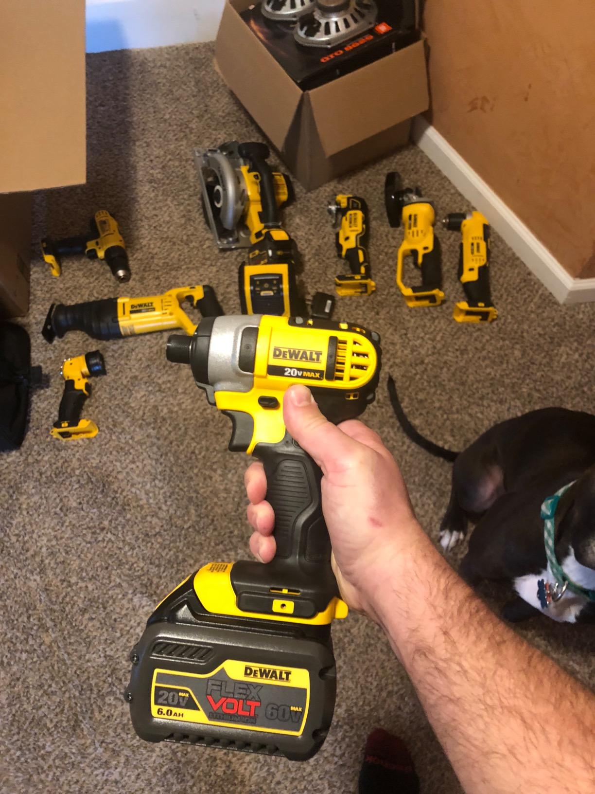 DEWALT 20V MAX Power Tools, 9 Cordless Tool Combo, Impact and Drill Driver, Oscillating Tool, Grinder,Circular and Reciprocating Saw,Right Angle Drill,Speaker,LED Light, 2 Batteries,Charger (DCK940D2) - Customer Photo 2