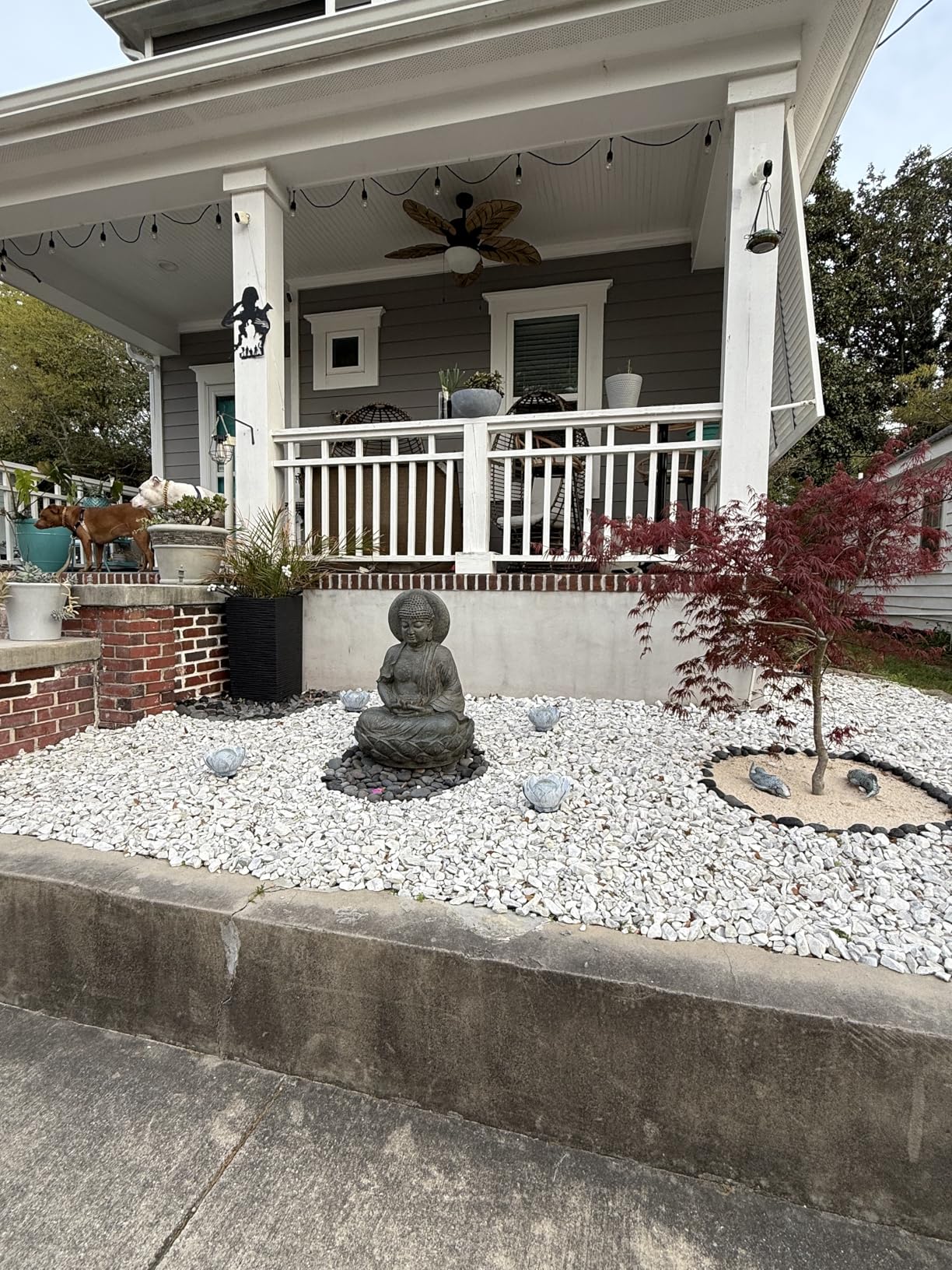 Teamson Home House Floor Waterfall Fountain with Solar Powered Rotating Light and Pump for Outdoor Patio Garden Backyard Decking, 40 Inch Height, Red/White/Gray - Customer Photo 1