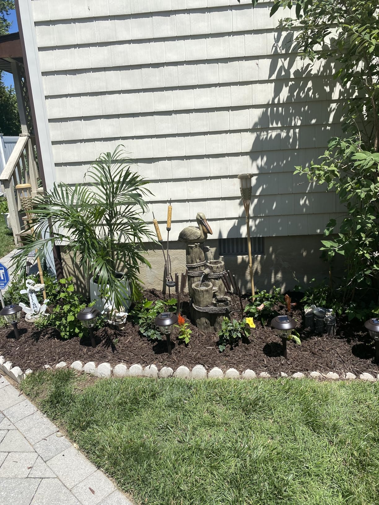 Teamson Home House Floor Waterfall Fountain with Solar Powered Rotating Light and Pump for Outdoor Patio Garden Backyard Decking, 40 Inch Height, Red/White/Gray - Customer Photo 2