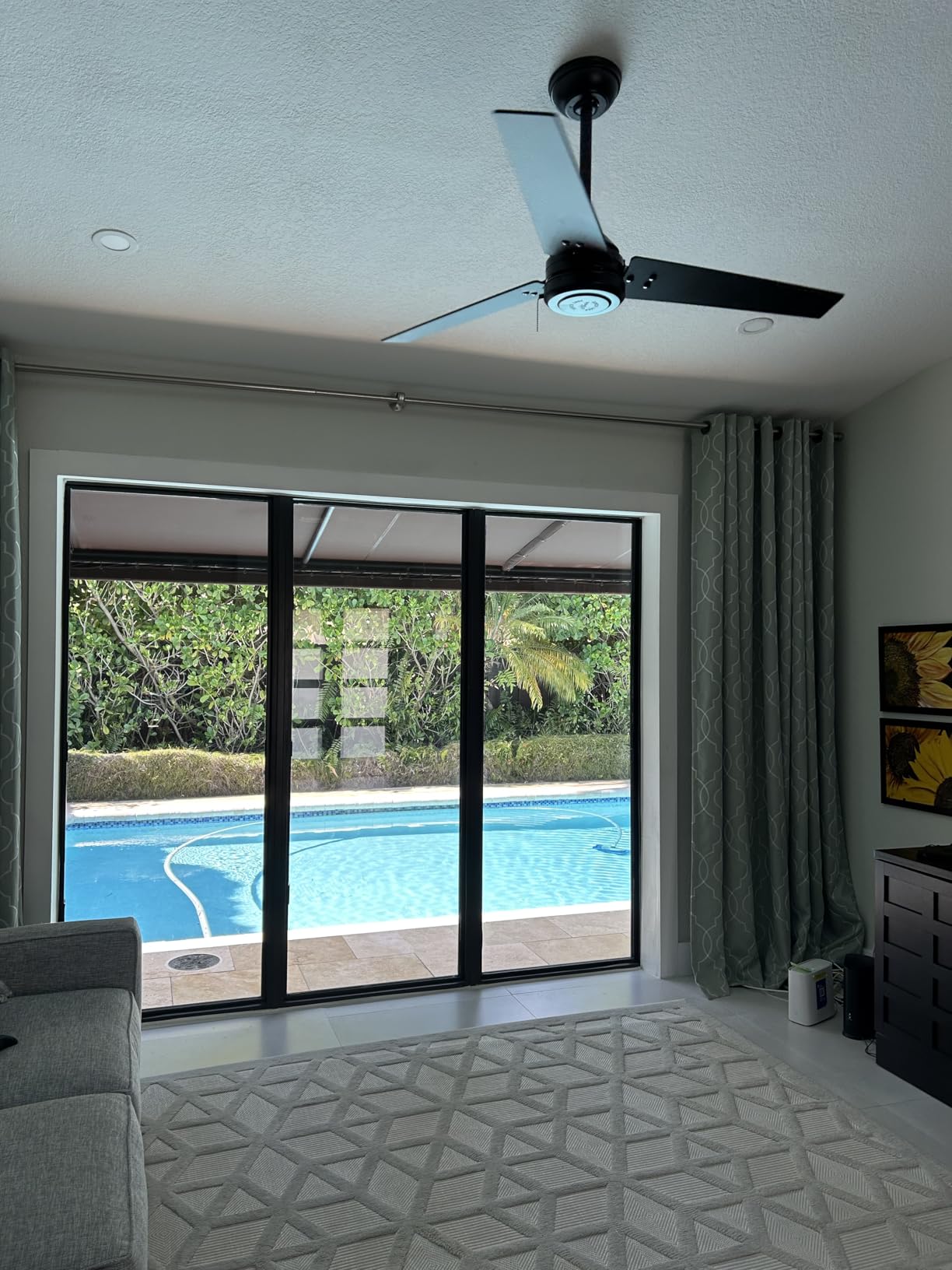 Hunter 52 inch Outdoor or Indoor Ceiling Fan No Light - Black Ceiling Fan without Light, For Patio, Porch, Garage, or Living Room, Standard Mount, 3 Blades, Pull Chain - Cassius 59264, Matte Black - Customer Photo 1