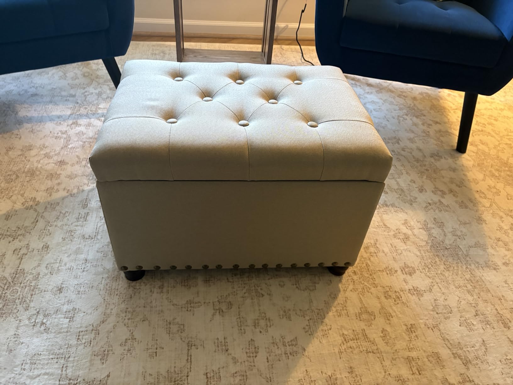 Joveco Faux Leather Storage Ottoman Bench Rectangle 24 Inch Foot Rest Ottomans (Brown) - Customer Photo 1