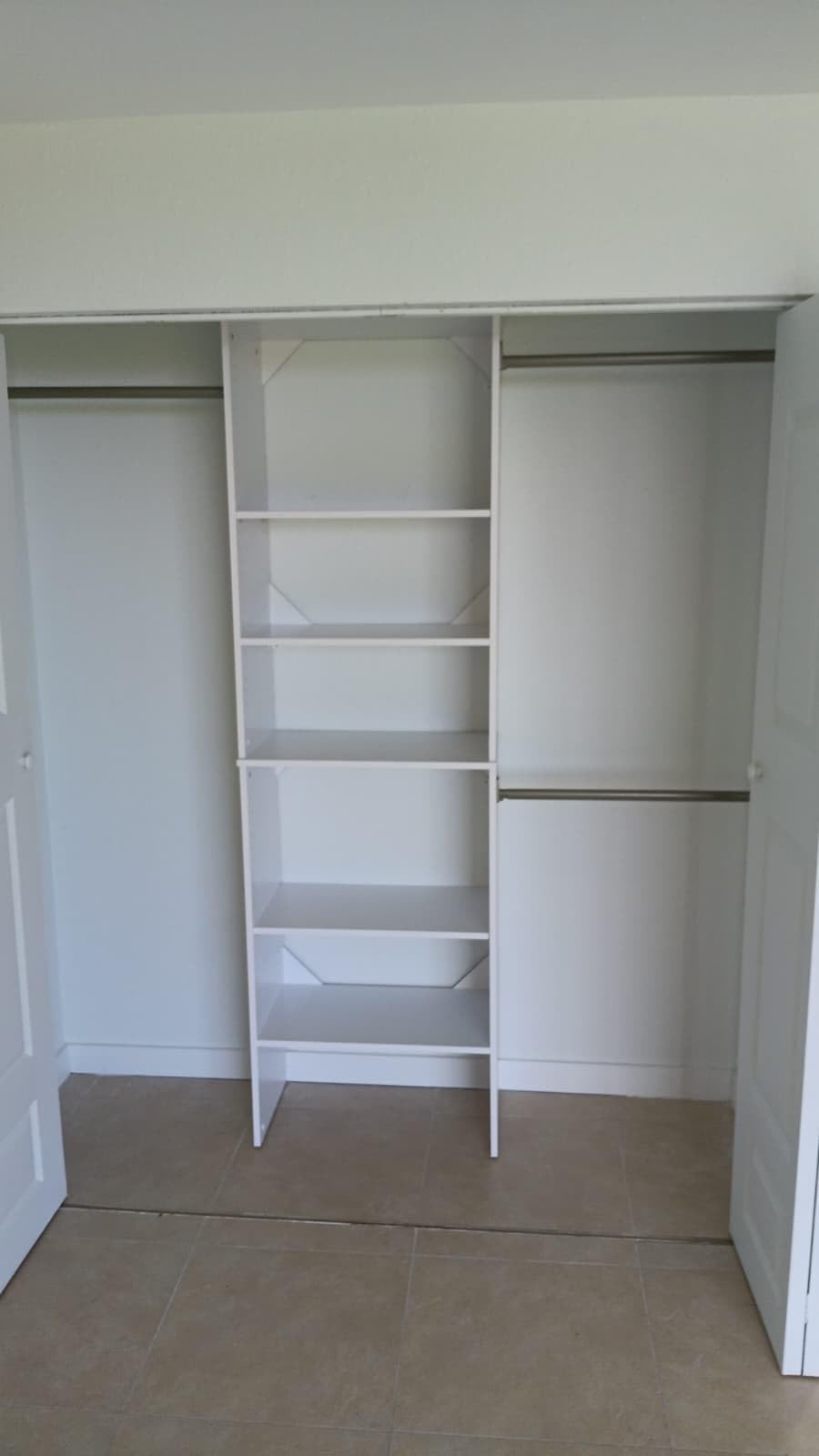 ClosetMaid SuiteSymphony Wood Closet Organizer Starter Kit with Tower and 3 Hang Rods, Shelves, Adjustable, Fits Spaces 5 - 10 ft. Wide, Pure White - Customer Photo 5