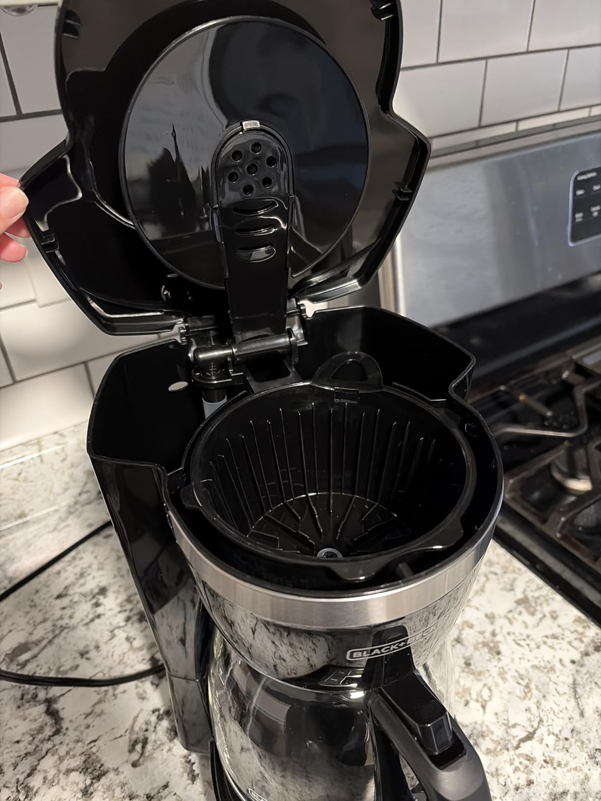 BLACK+DECKER 12-Cup Digital Coffee Maker, Programmable, Washable Basket Filter, Sneak-A-Cup, Auto Brew, Water Window, Keep Hot Plate, Black - Customer Photo 1