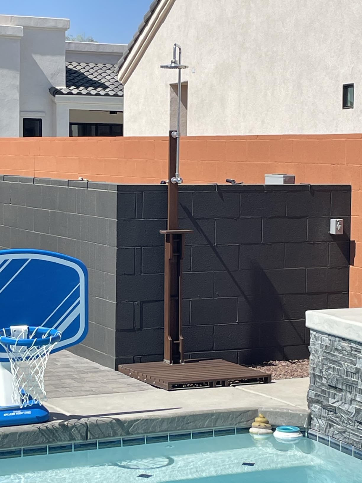 SEI Furniture Rain-Style Outdoor Shower, Oiled Eucalyptus - Natural - Customer Photo 1