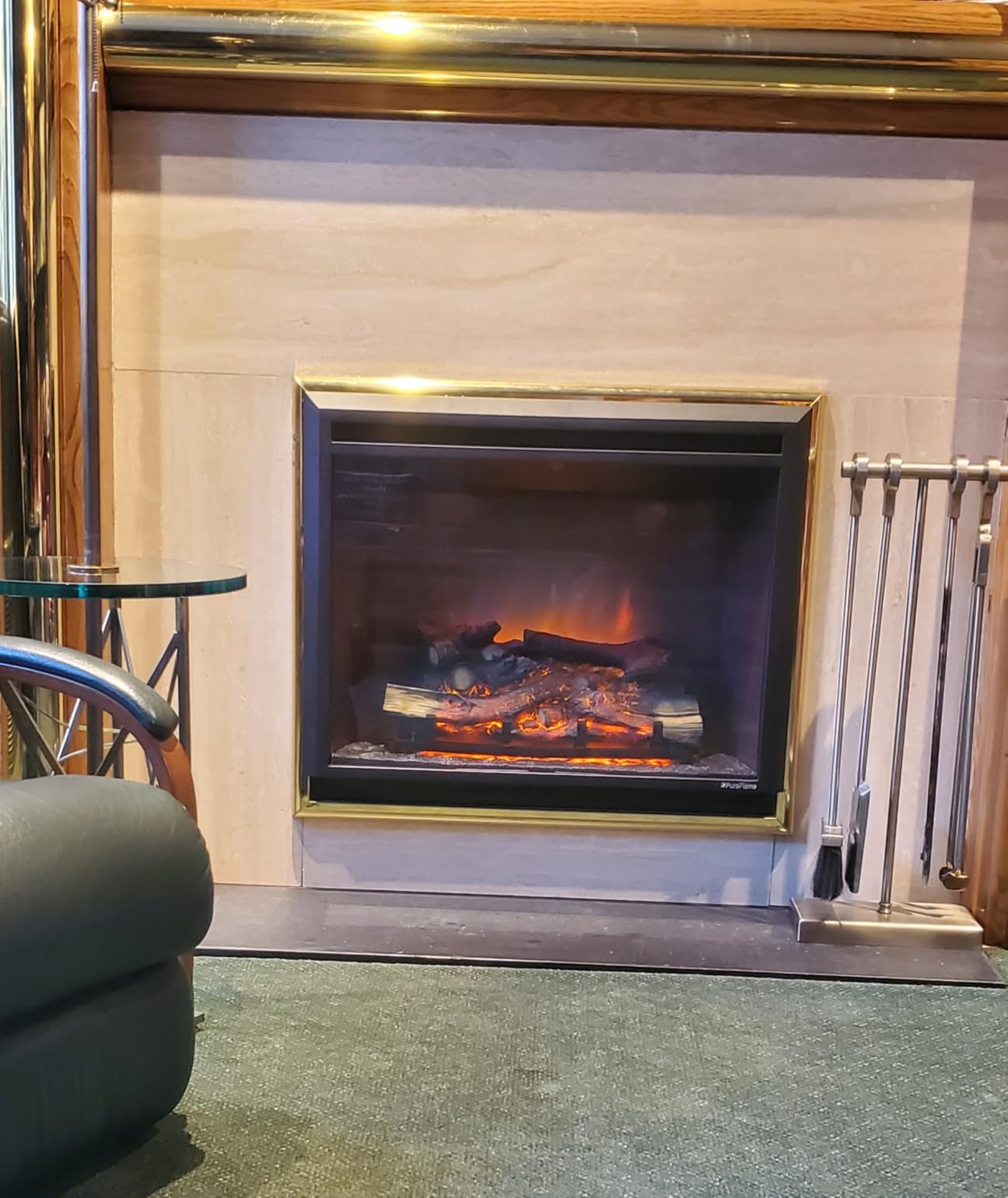 PuraFlame Western Electric Fireplace Insert with Fire Crackling Sound, Remote Control, 750/1500W, Black, 33 1/16 Inches Wide, 25 9/16 Inches High - Customer Photo 2