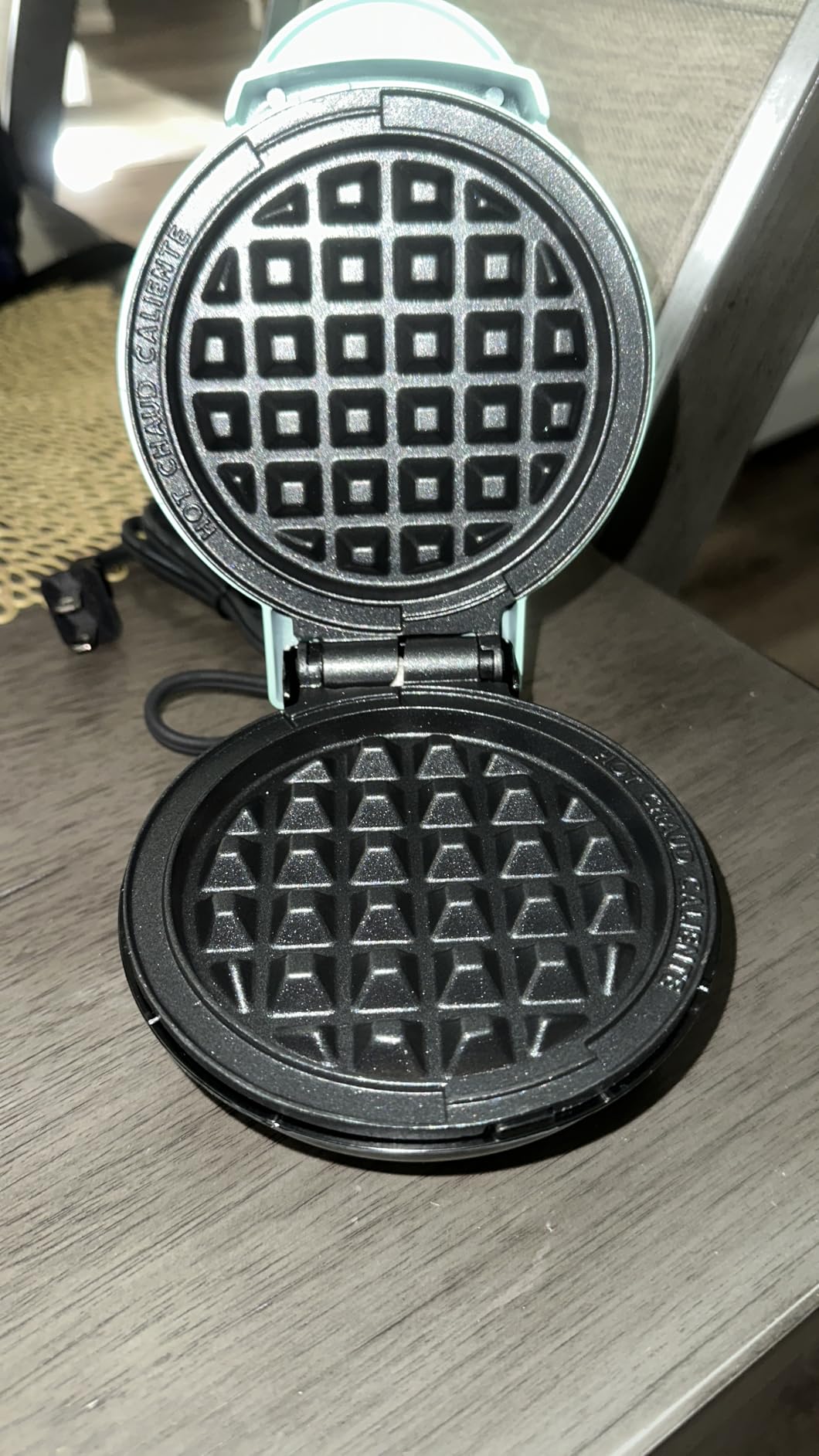 Dash Mini Waffle Maker- Compact Electric Iron for Creative Homemade Treats - PTFE nonstick surface - Easy-to-Clean - Perfect for Kids & Families - Aqua - Customer Photo 2