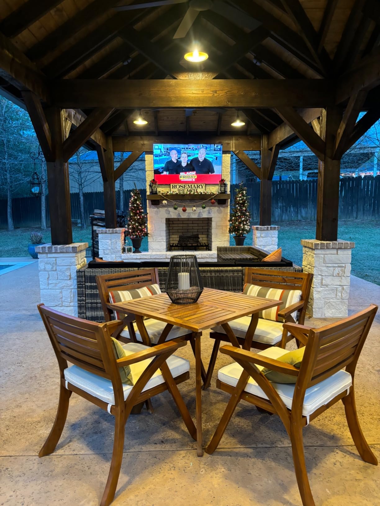 Christopher Knight Home Hermosa Acacia Wood Dining Set, 5-Pcs Set, Teak Finish - Customer Photo 1