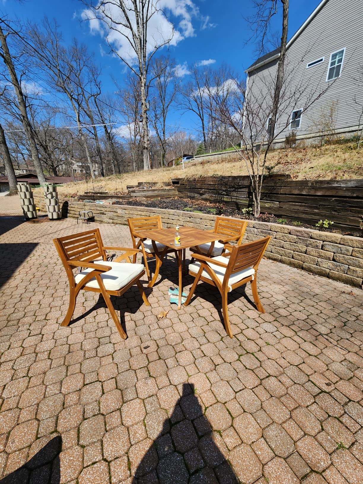 Christopher Knight Home Hermosa Acacia Wood Dining Set, 5-Pcs Set, Teak Finish - Customer Photo 2