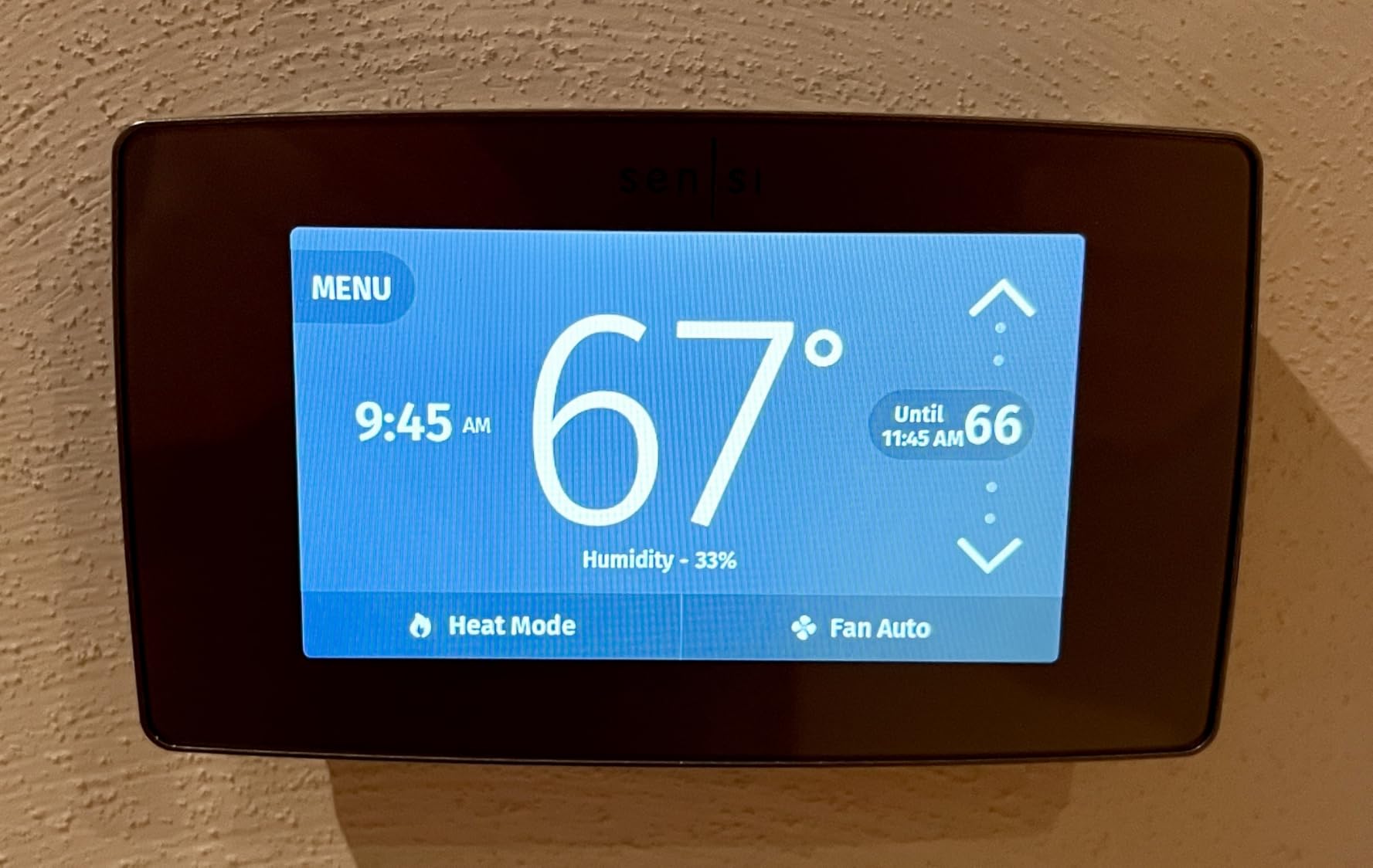 Emerson Sensi Touch Wi-Fi Smart Thermostat with Touchscreen Color Display, Works with Alexa, Energy Star Certified, C-wire Required, ST75 Black - Customer Photo 1