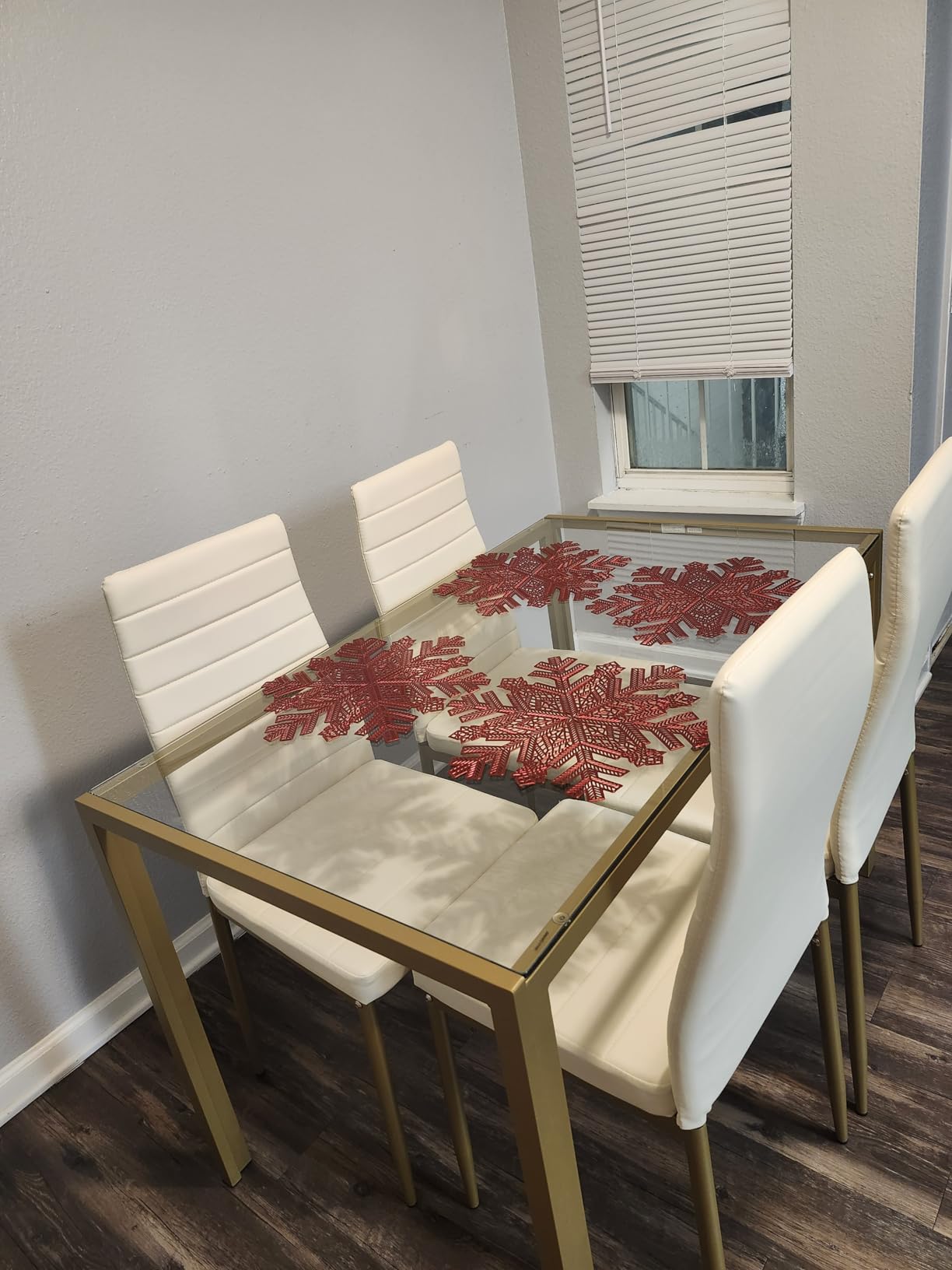 Best Choice Products 5-Piece Glass Dining Set, Modern Kitchen Table Furniture for Dining Room, Dinette, Compact Space-Saving w/Glass Tabletop, 4 Upholstered PU Chairs, Metal Steel Frame - Black - Customer Photo 1