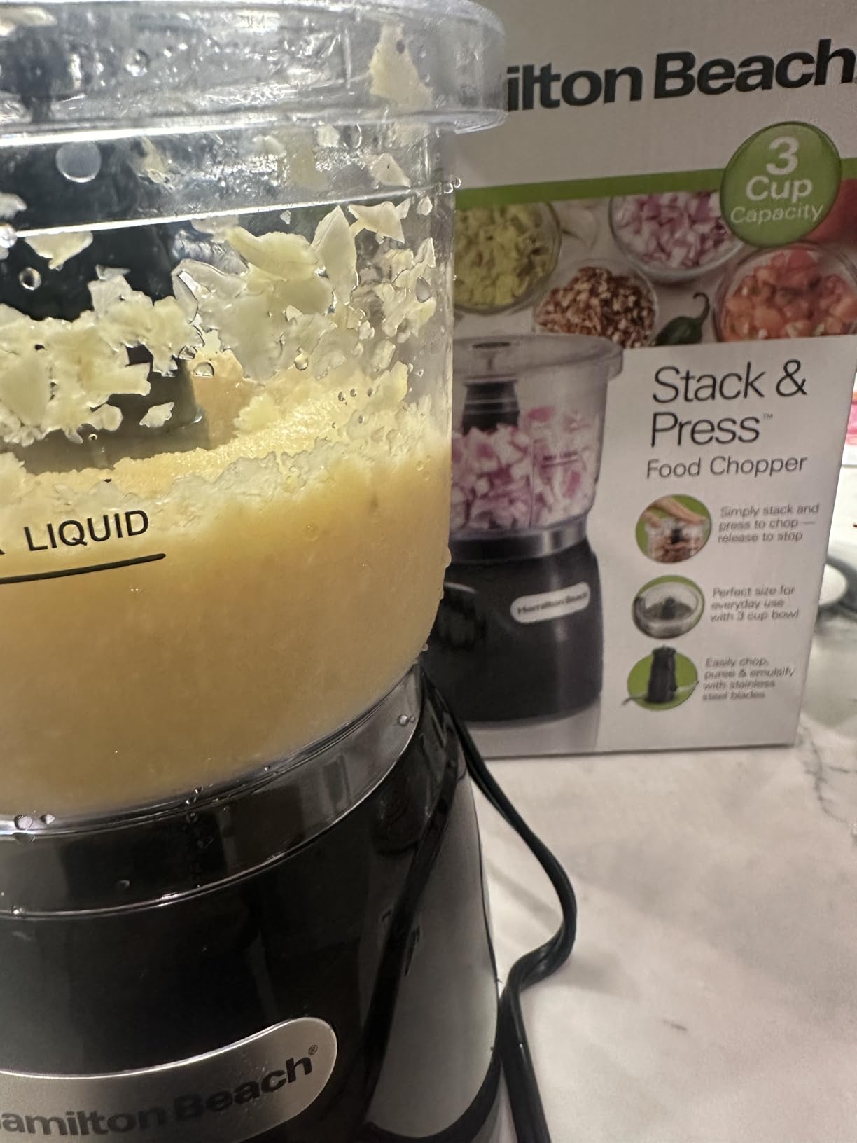 Hamilton Beach Electric Vegetable Chopper & Mini Food Processor, 3-Cup, 350 Watts, for Dicing, Mincing, and Puree, Black (72850) - Customer Photo 2