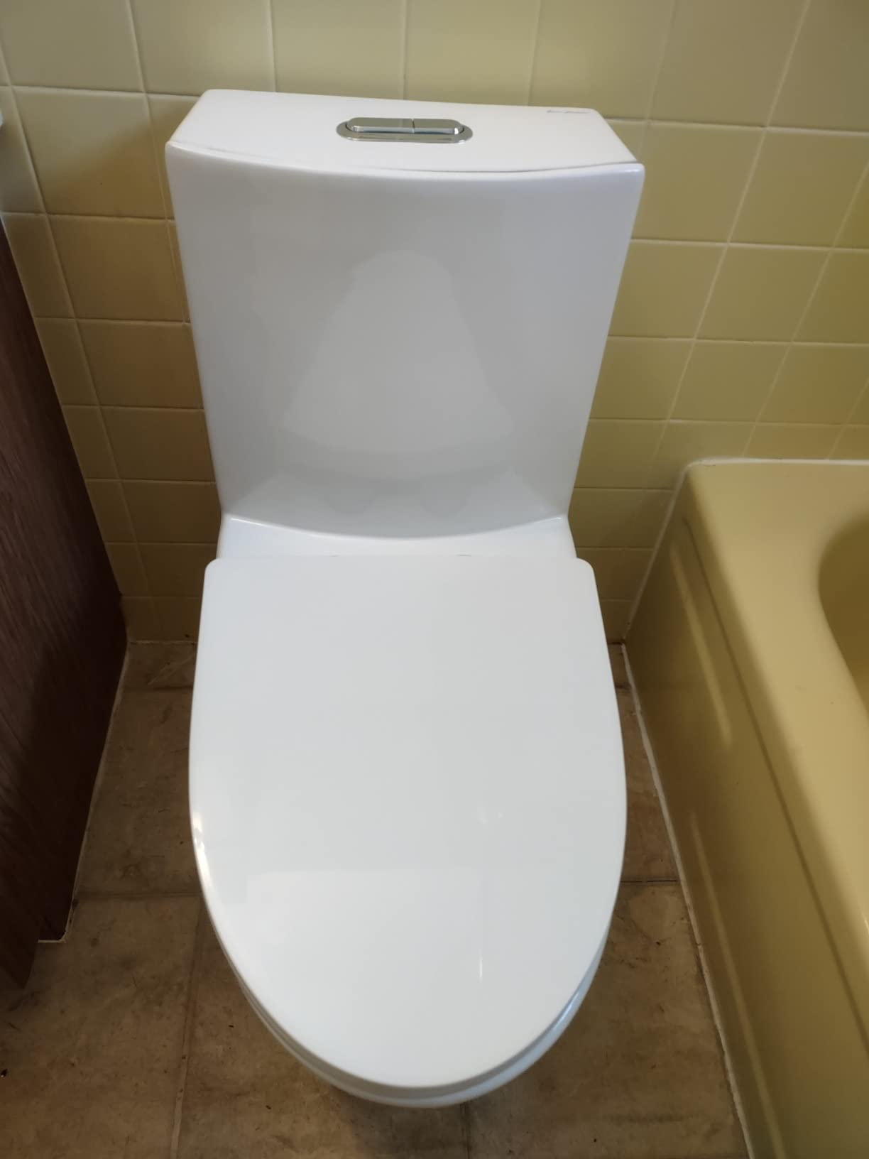 St. Tropez Comfort Height One-Piece Elongated Toilet, Vortex Dual-Flush 1.1/1.6 GPF, White Hardware customer photo 1