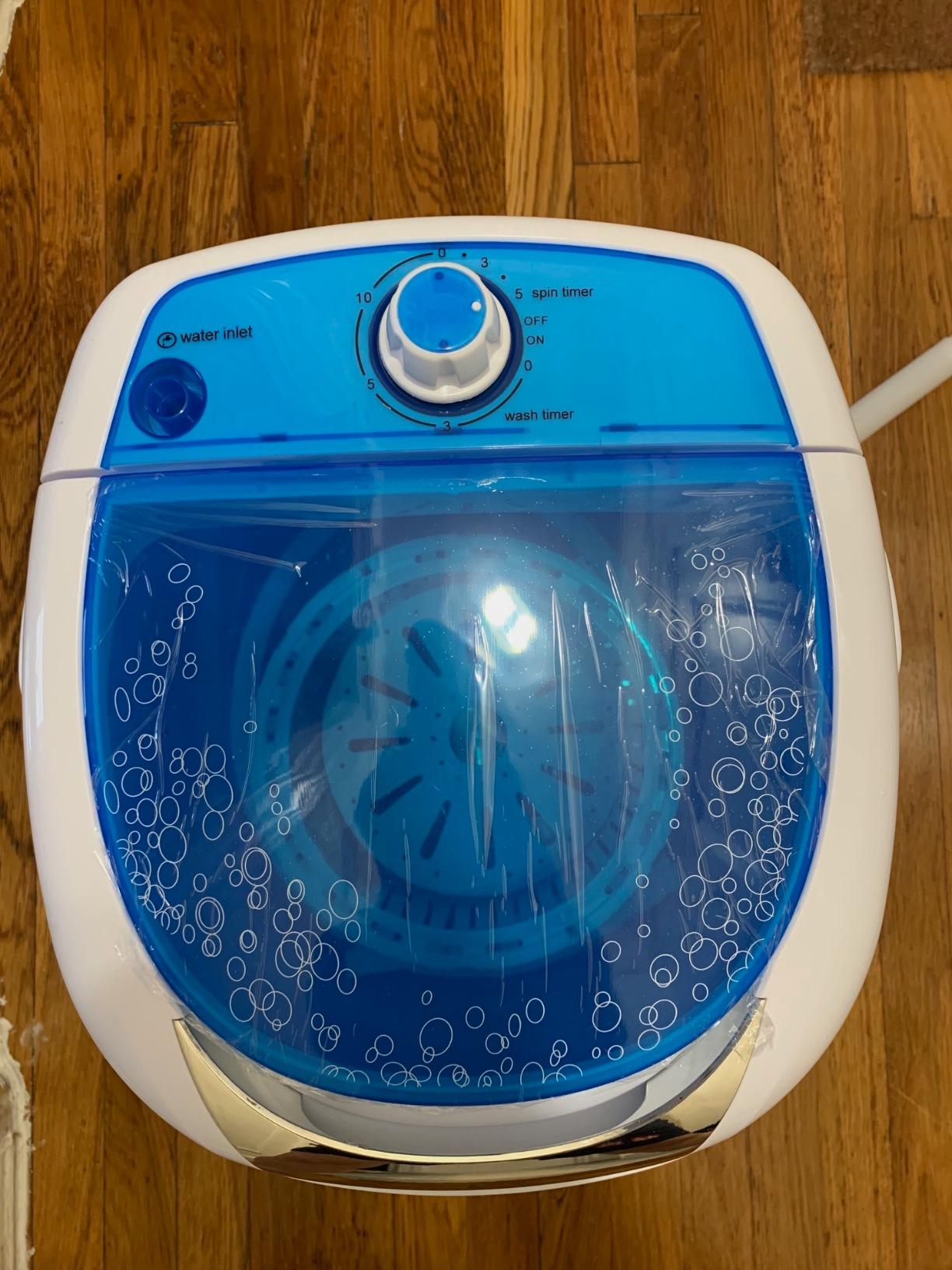 COSTWAY Portable Mini Washing Machine with Spin Dryer, Washing Capacity 5.5lbs, Electric Compact Machines Durable Design Energy Saving, Rotary Controller, Laundry Washer for Home Apartment RV, Blue - Customer Photo 1