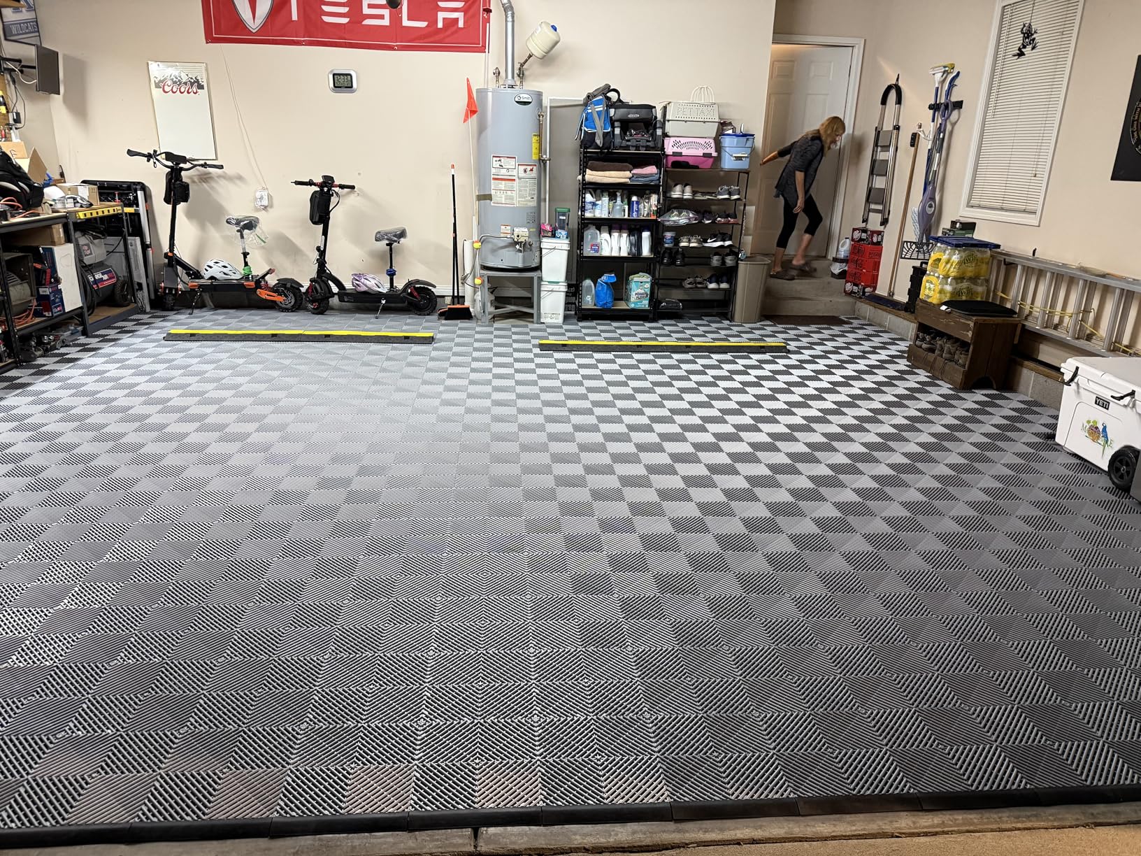 Big Floors RaceDeck Free-Flow Interlocking Garage Flooring Tiles, Non-Slip, Self-Draining, Heavy-Duty, High-Impact Copolymer, Easy Install (Graphite, 48 Pack of 12 x 12