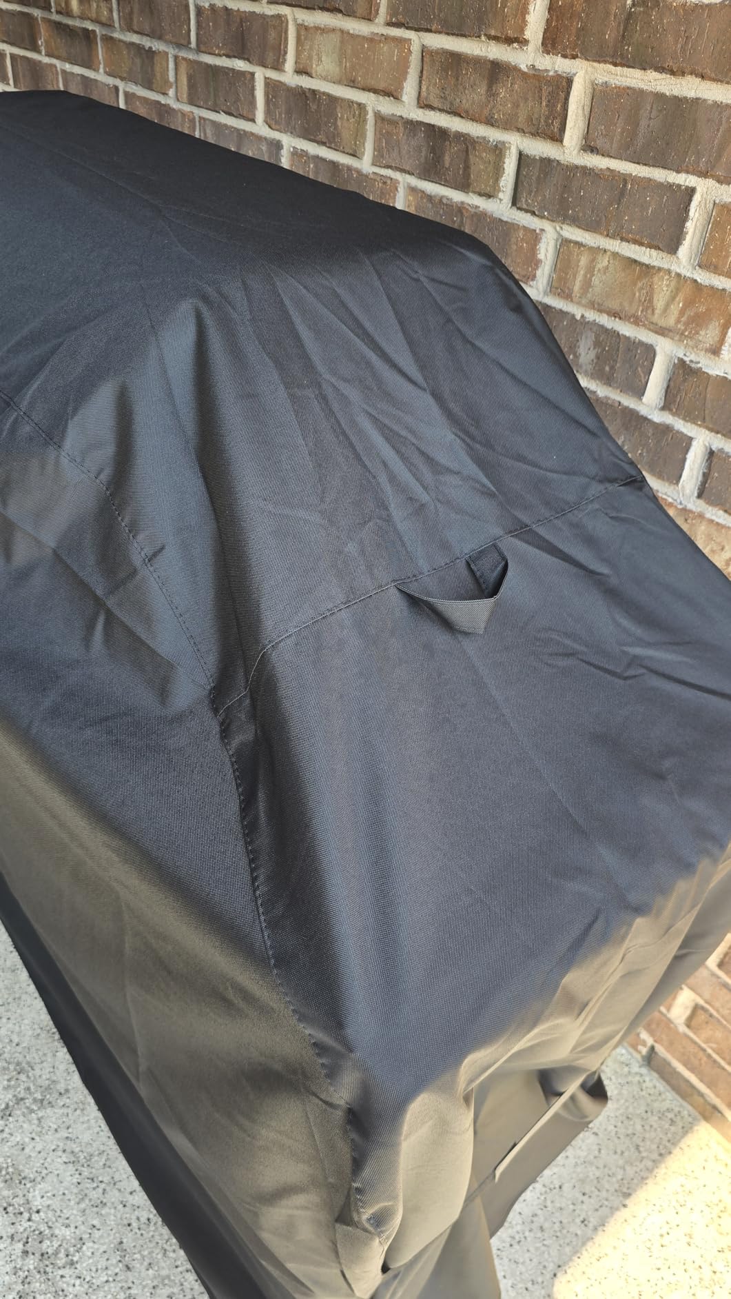 SunPatio Grill Cover 55 Inch, Outdoor Heavy Duty Waterproof Barbecue Gas Cover, UV & Fade Resistant, All Weather Protection Compatible for Weber Charbroil Nexgrill Kenmore Grills and More, Black - Customer Photo 3