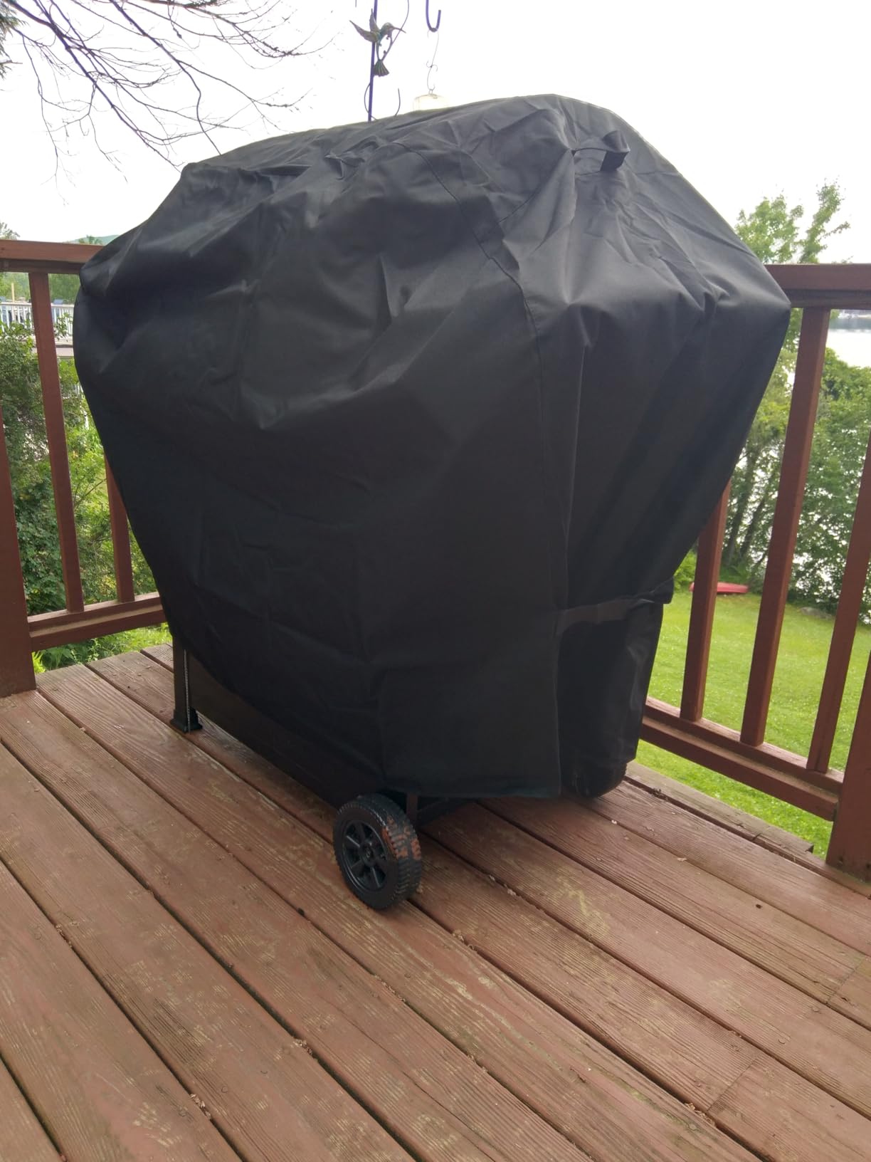 SunPatio Grill Cover 55 Inch, Outdoor Heavy Duty Waterproof Barbecue Gas Cover, UV & Fade Resistant, All Weather Protection Compatible for Weber Charbroil Nexgrill Kenmore Grills and More, Black - Customer Photo 4