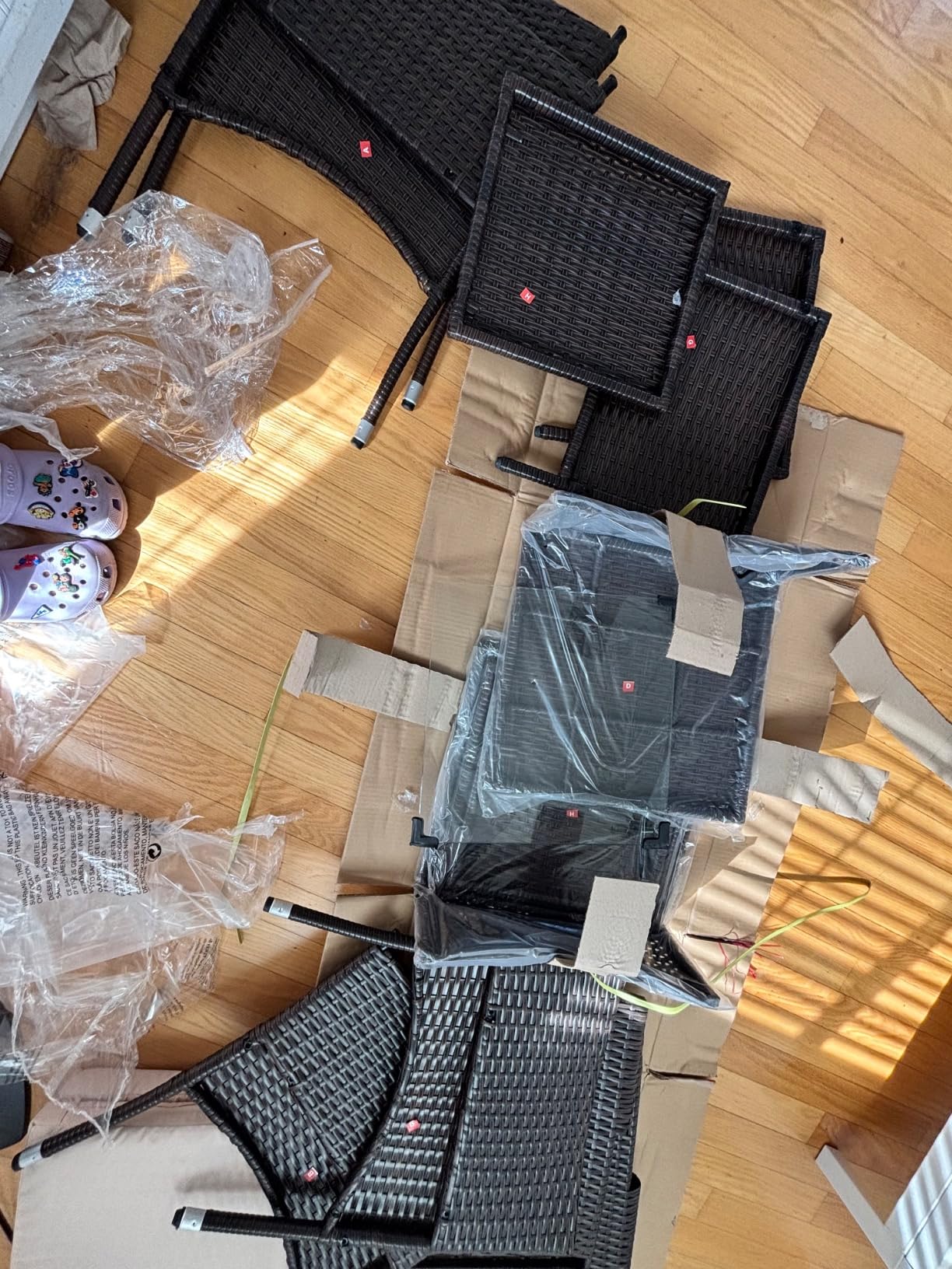 Devoko Patio Porch Furniture Sets 3 Pieces PE Rattan Wicker Chairs with Table Outdoor Garden Furniture Sets (Brown/Beige) - Customer Photo 2