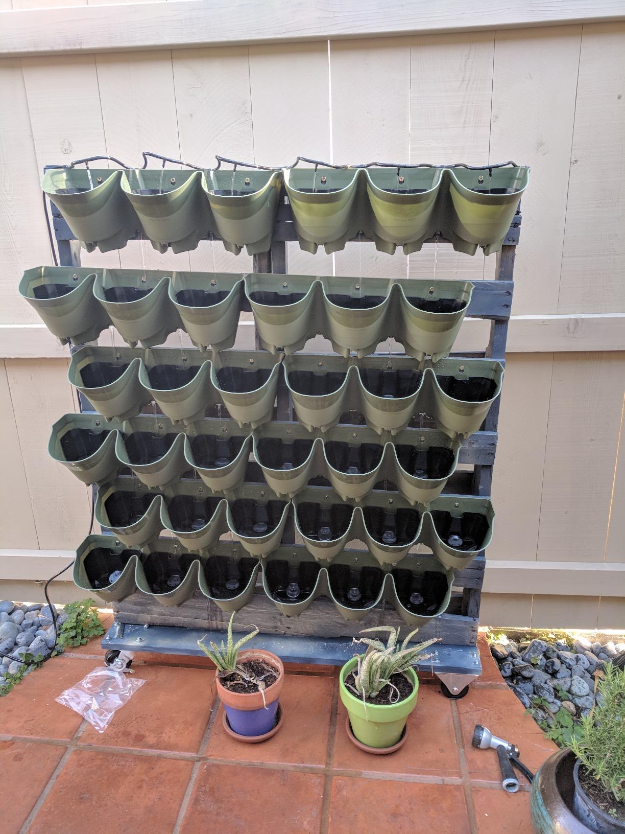 Worth Garden 36 Pockets Self Watering Vertical Planters Indoor Outdoor Living Wall Mounted - 9' Automatic Dripping Irrigation System Hose Kit Stackable Plastic Pot Herb Plants Home Balcony Decoration - Customer Photo 1